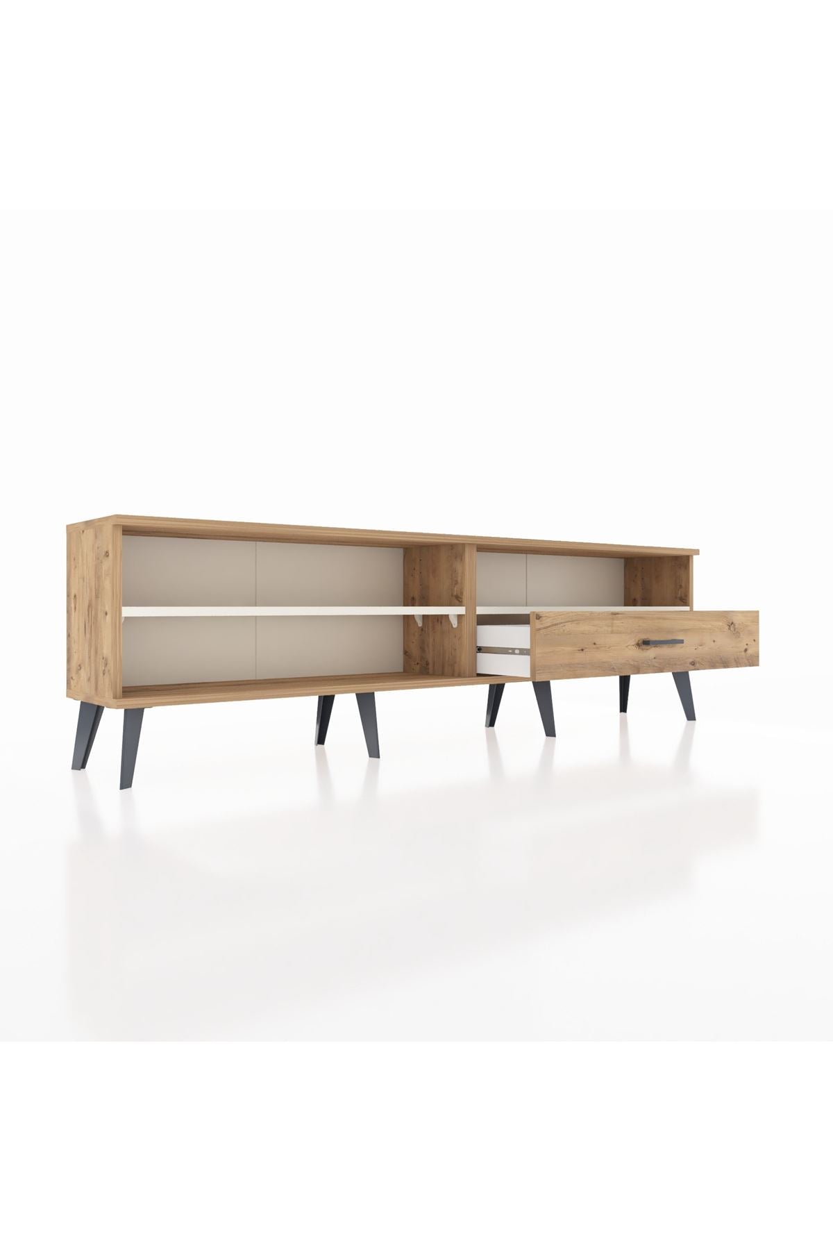 Arges TV Ünitesi 2 Raflı Tek Çekmeceli  176x30x51 Çam-Aytaşı/Çam