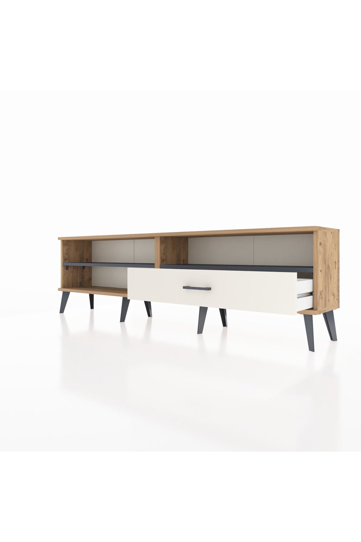 Arges TV Ünitesi 2 Raflı Tek Çekmeceli  176x30x51 Çam-Antrasit/Aytaşı