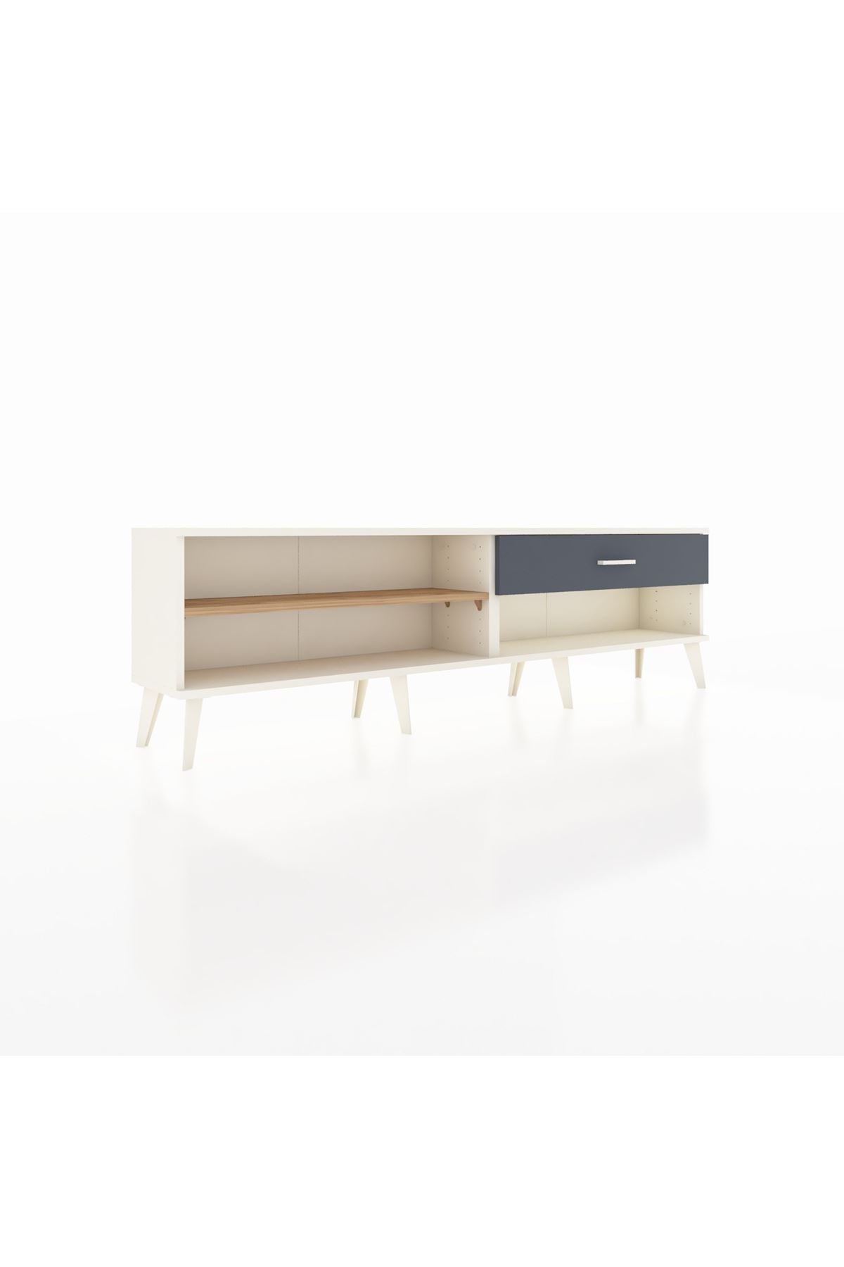 Arges TV Ünitesi Tek Raflı Tek Çekmeceli  176x30x51 Aytaşı-Çam/Antrasit