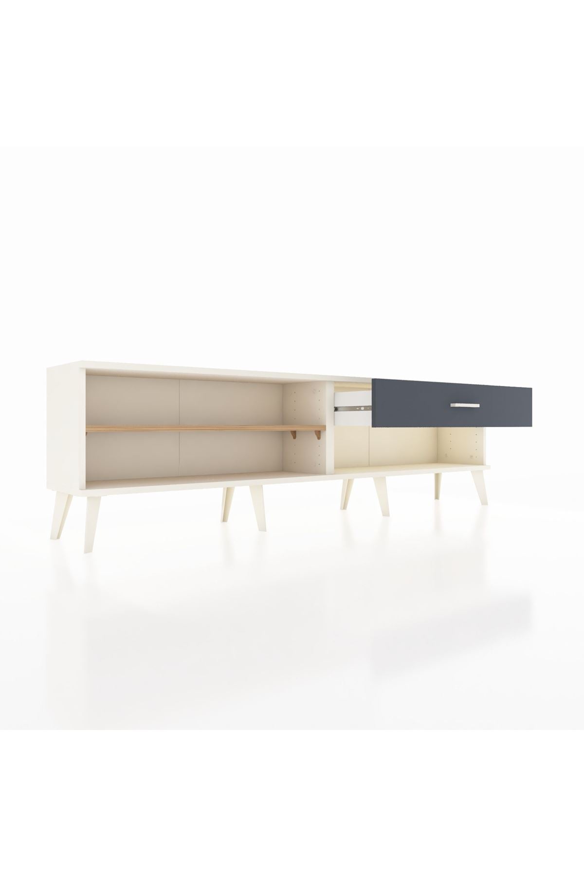 Arges TV Ünitesi Tek Raflı Tek Çekmeceli  176x30x51 Aytaşı-Çam/Antrasit