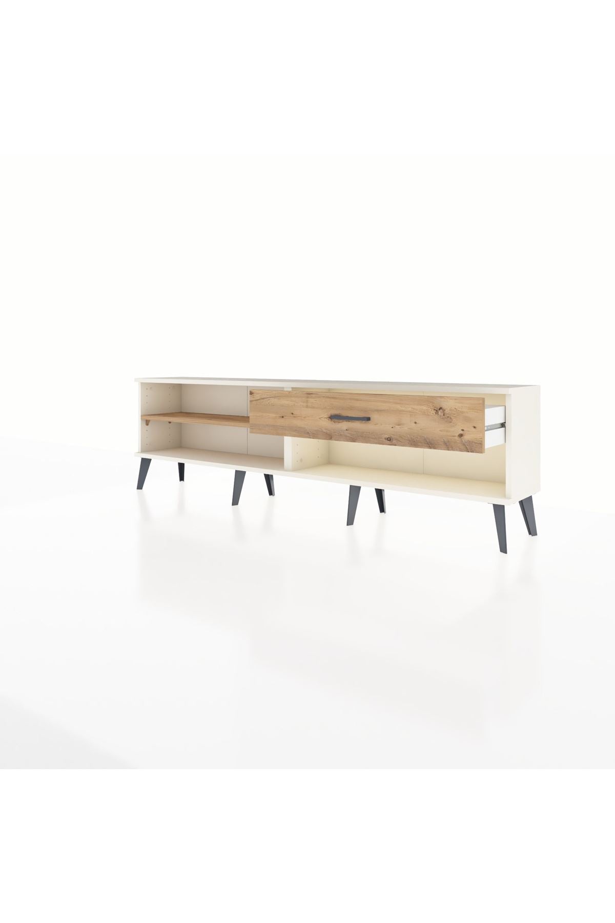 Arges TV Ünitesi Tek Raflı Tek Çekmeceli  176x30x51 Aytaşı-Çam/Çam