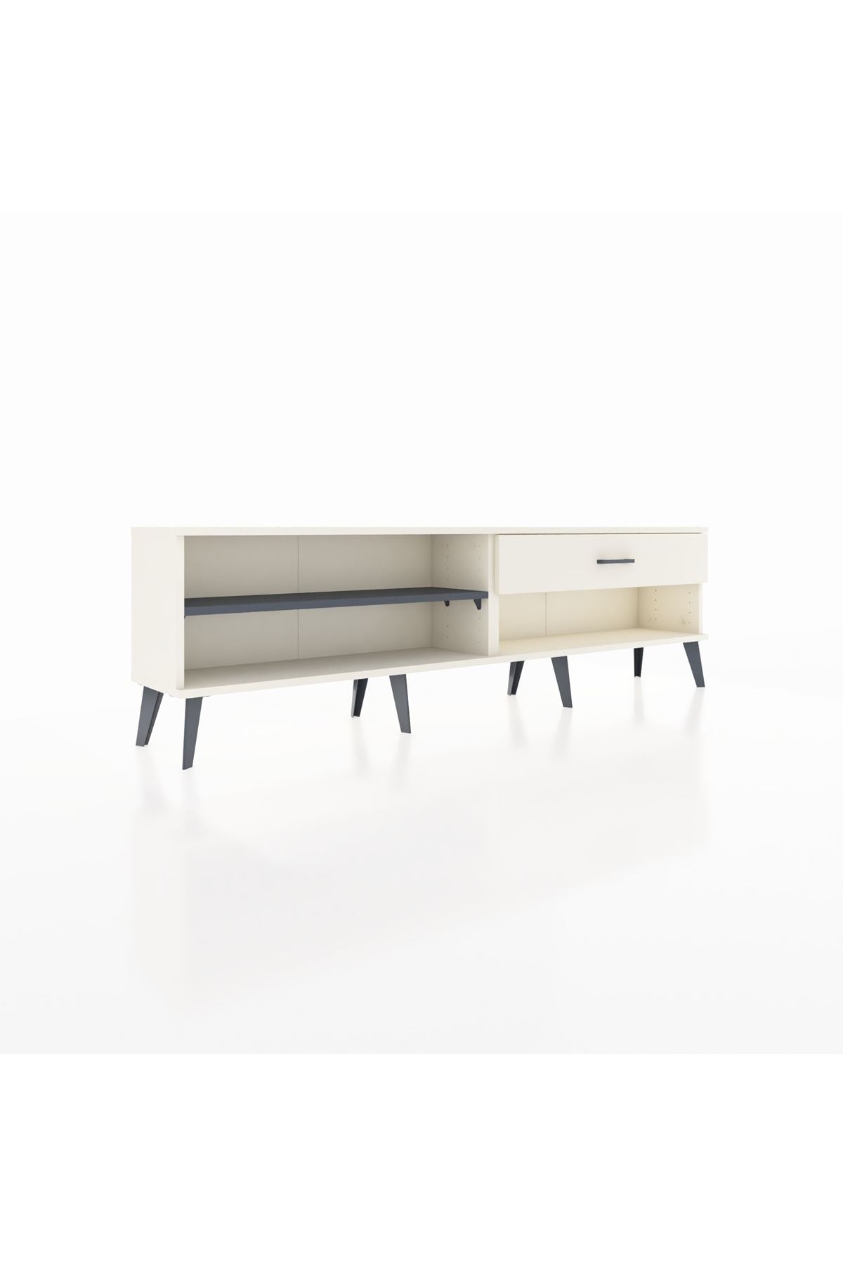 Arges TV Ünitesi Tek Raflı Tek Çekmeceli  176x30x51 Aytaşı-Antrasit/Aytaşı