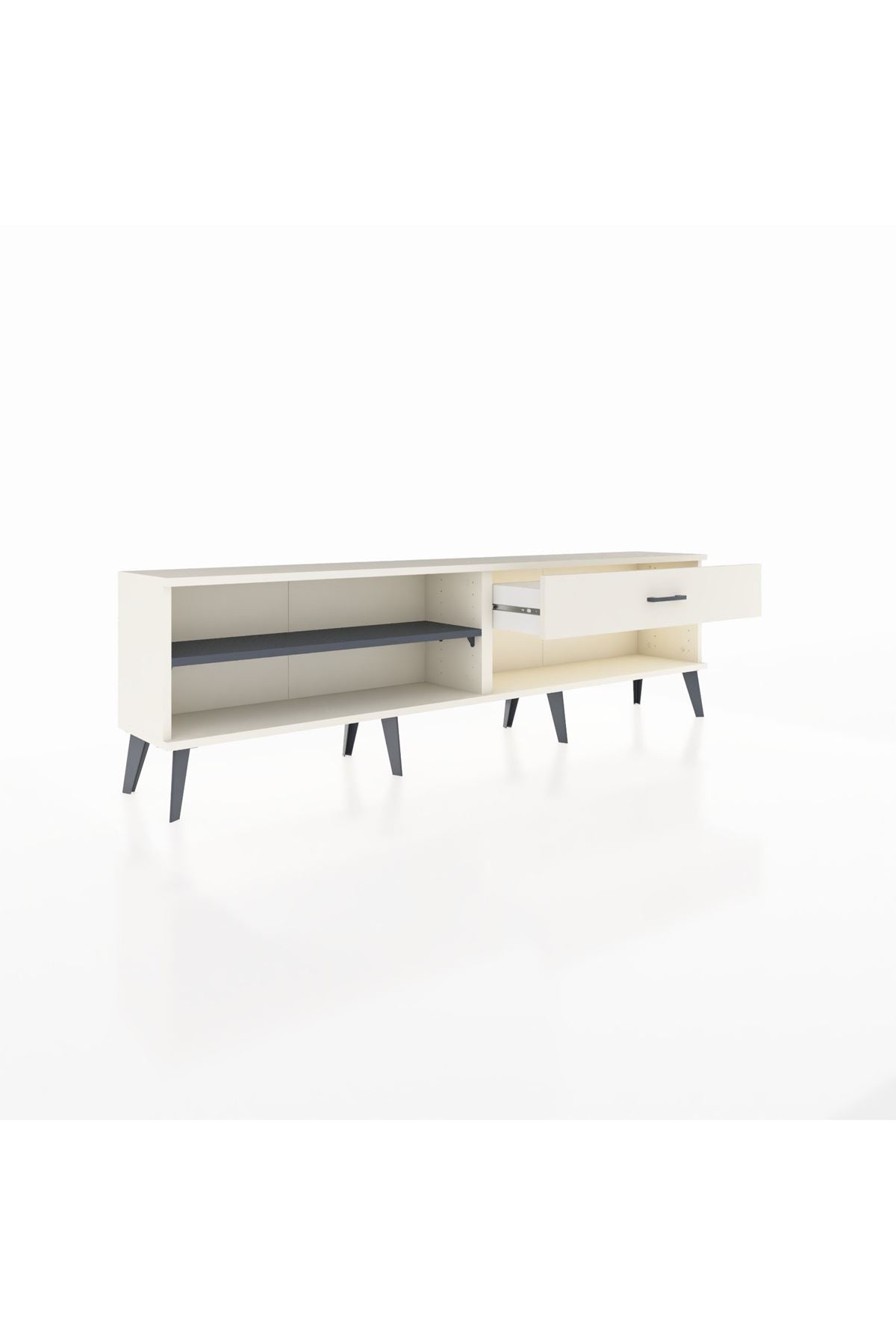 Arges TV Ünitesi Tek Raflı Tek Çekmeceli  176x30x51 Aytaşı-Antrasit/Aytaşı