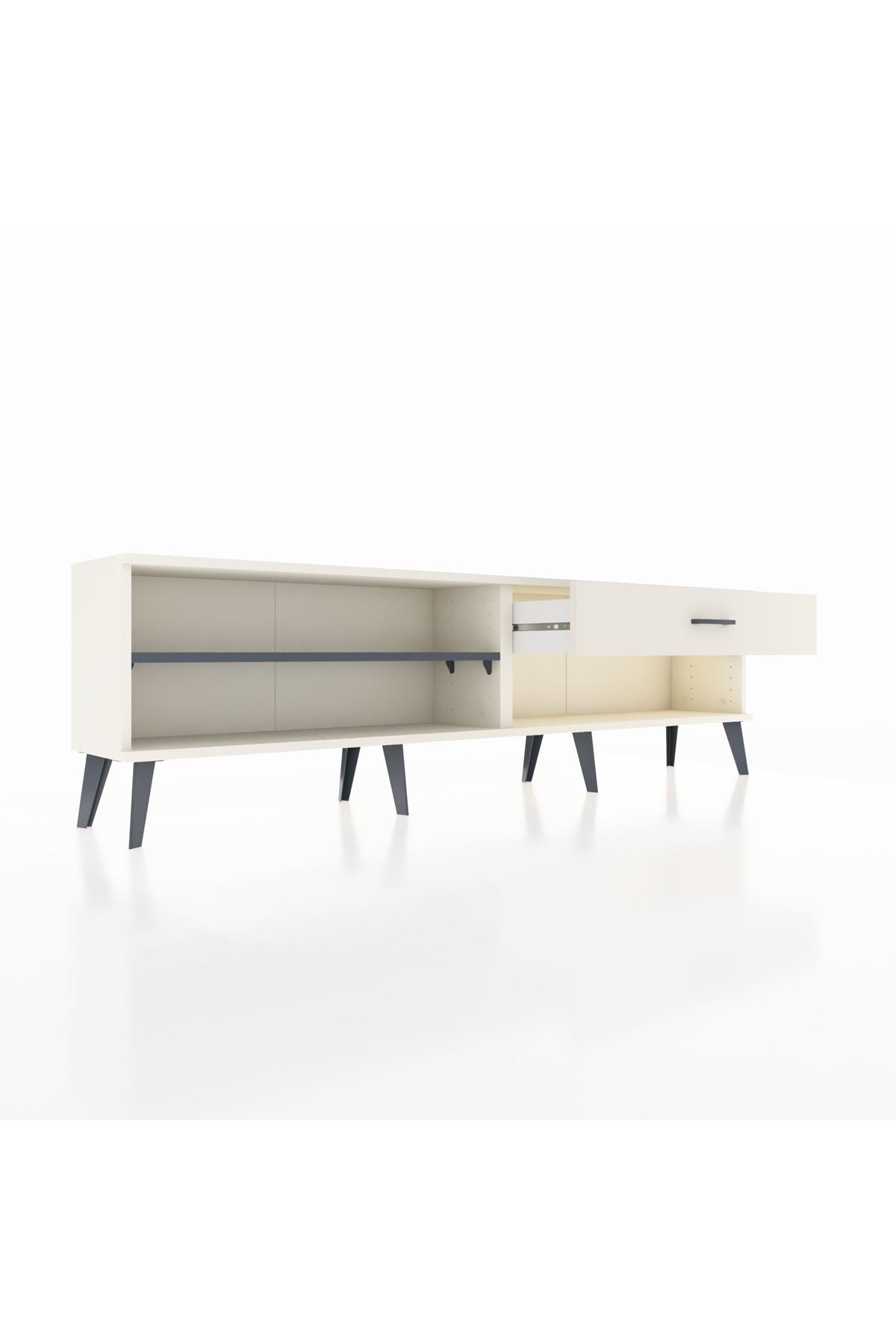 Arges TV Ünitesi Tek Raflı Tek Çekmeceli  176x30x51 Aytaşı-Antrasit/Aytaşı