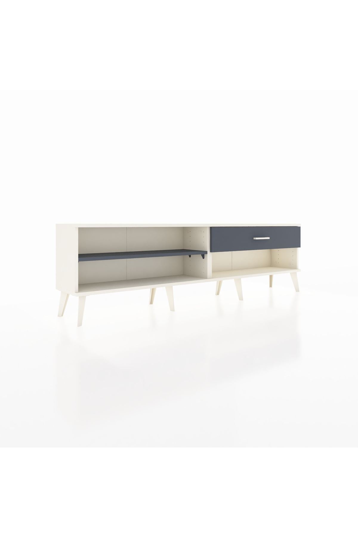 Arges TV Ünitesi Tek Raflı Tek Çekmeceli  176x30x51 Aytaşı-Antrasit/Antrasit