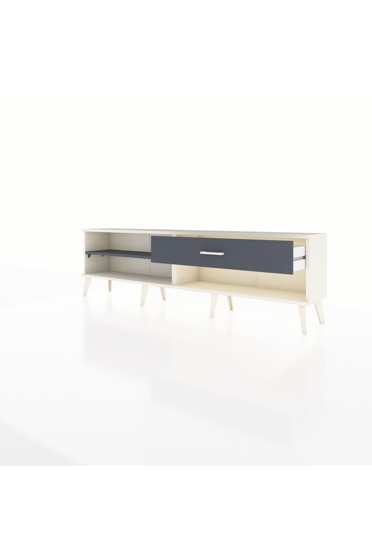 Arges TV Ünitesi Tek Raflı Tek Çekmeceli  176x30x51 Aytaşı-Antrasit/Antrasit