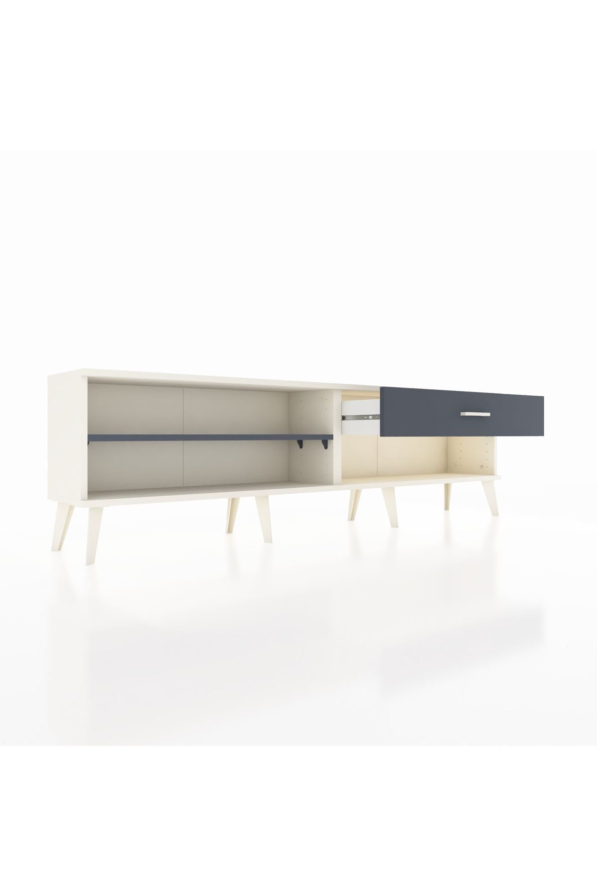 Arges TV Ünitesi Tek Raflı Tek Çekmeceli  176x30x51 Aytaşı-Antrasit/Antrasit