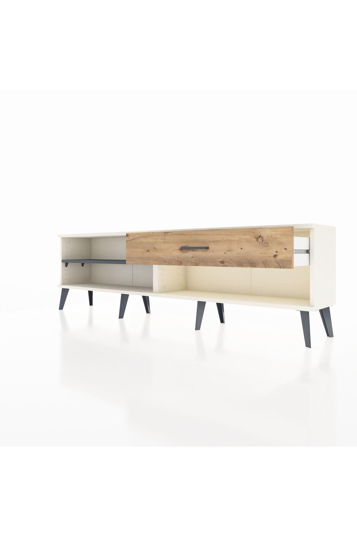 Arges TV Ünitesi Tek Raflı Tek Çekmeceli  176x30x51 Aytaşı-Antrasit/Çam