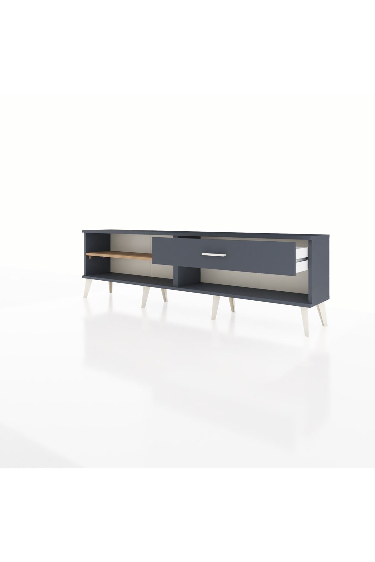 Arges TV Ünitesi Tek Raflı Tek Çekmeceli  176x30x51 Antrasit-Çam/Antrasit