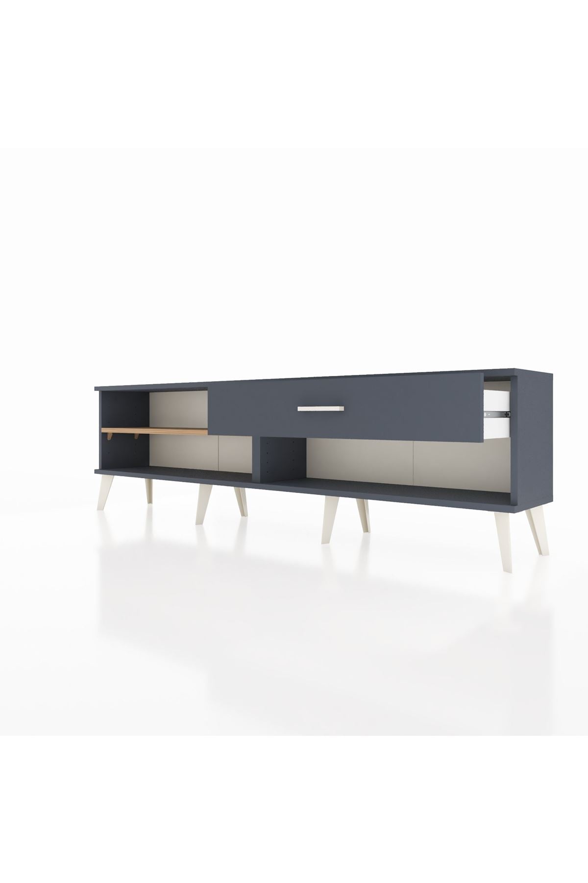 Arges TV Ünitesi Tek Raflı Tek Çekmeceli  176x30x51 Antrasit-Çam/Antrasit