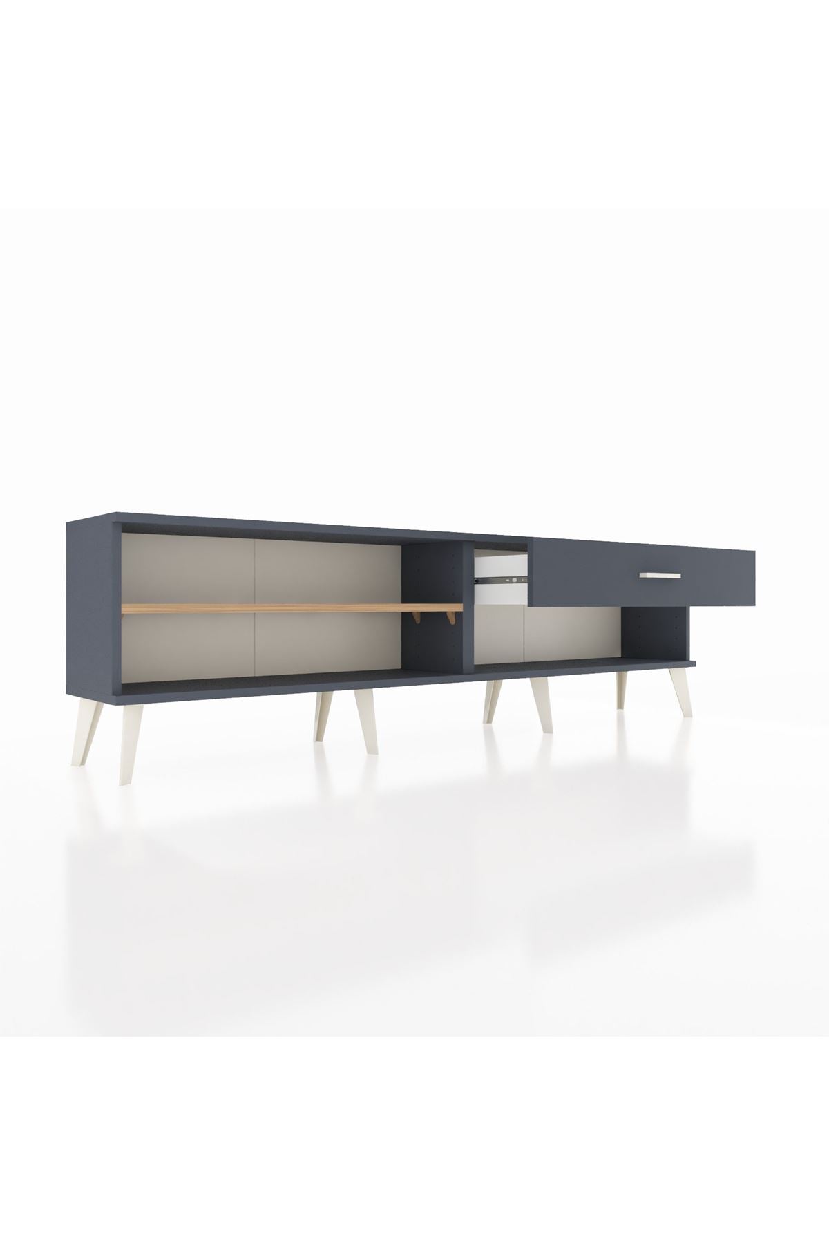 Arges TV Ünitesi Tek Raflı Tek Çekmeceli  176x30x51 Antrasit-Çam/Antrasit