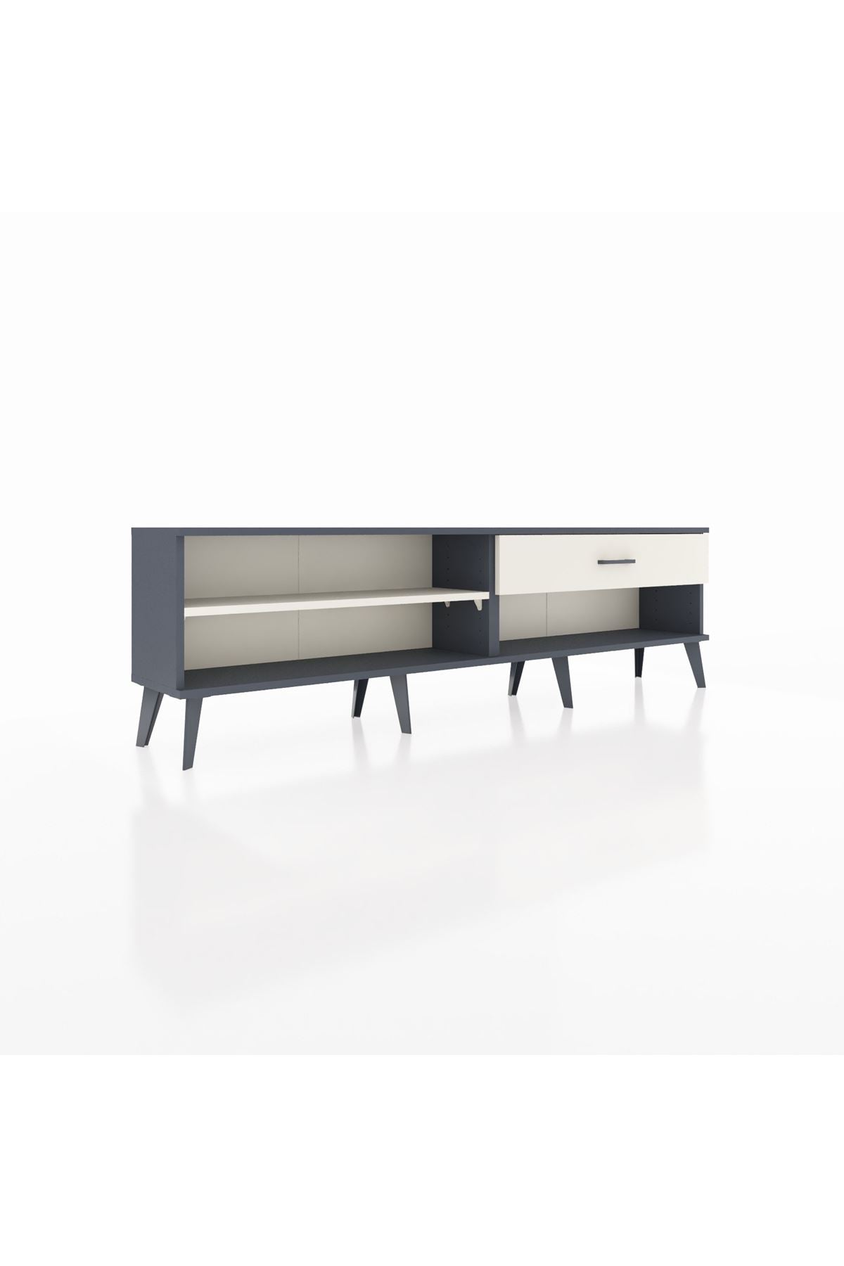 Arges TV Ünitesi Tek Raflı Tek Çekmeceli  176x30x51 Antrasit-Aytaşı/Aytaşı