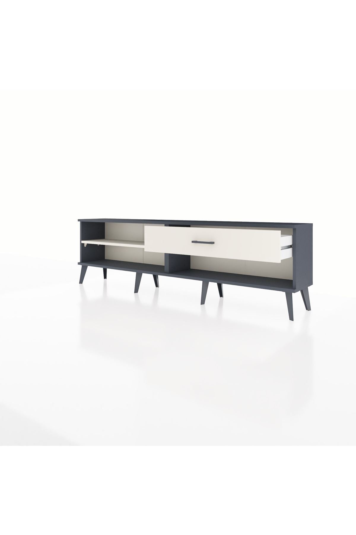 Arges TV Ünitesi Tek Raflı Tek Çekmeceli  176x30x51 Antrasit-Aytaşı/Aytaşı