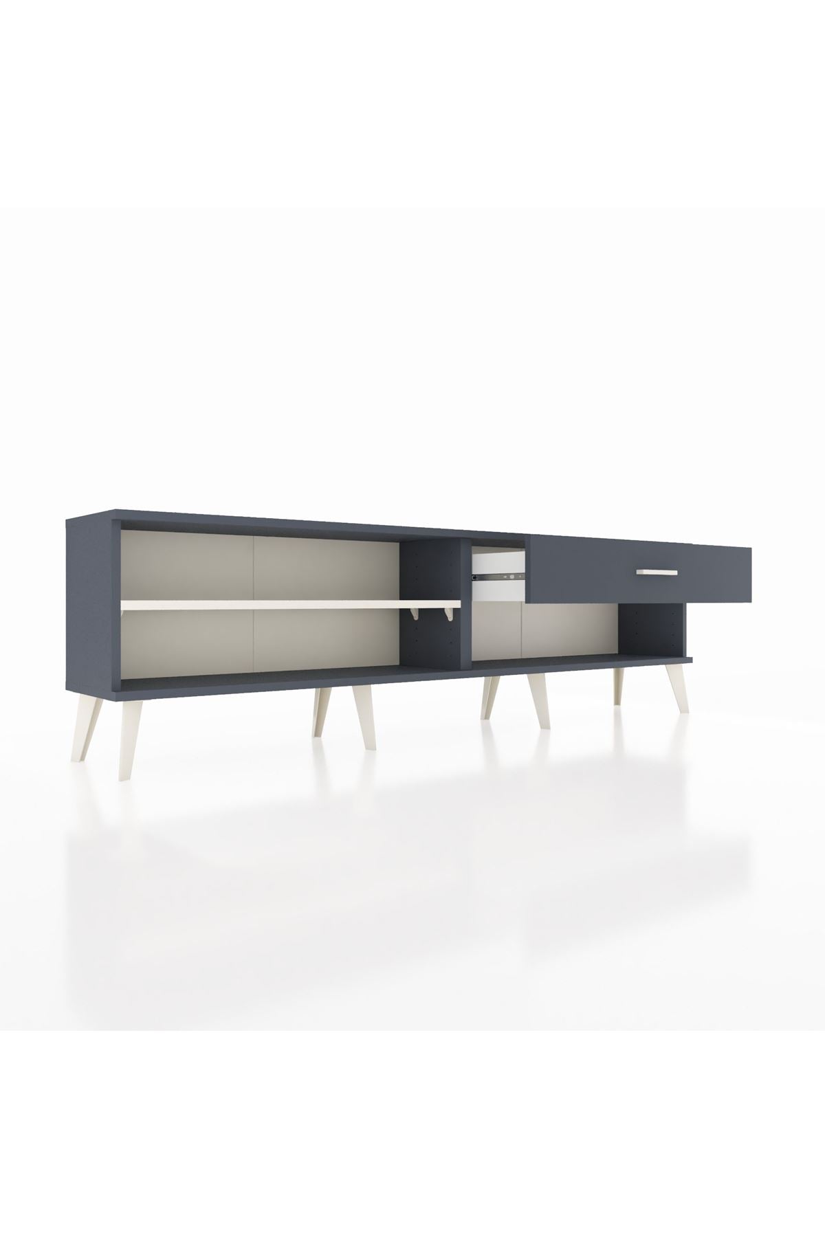 Arges TV Ünitesi Tek Raflı Tek Çekmeceli  176x30x51 Antrasit-Aytaşı/Antrasit