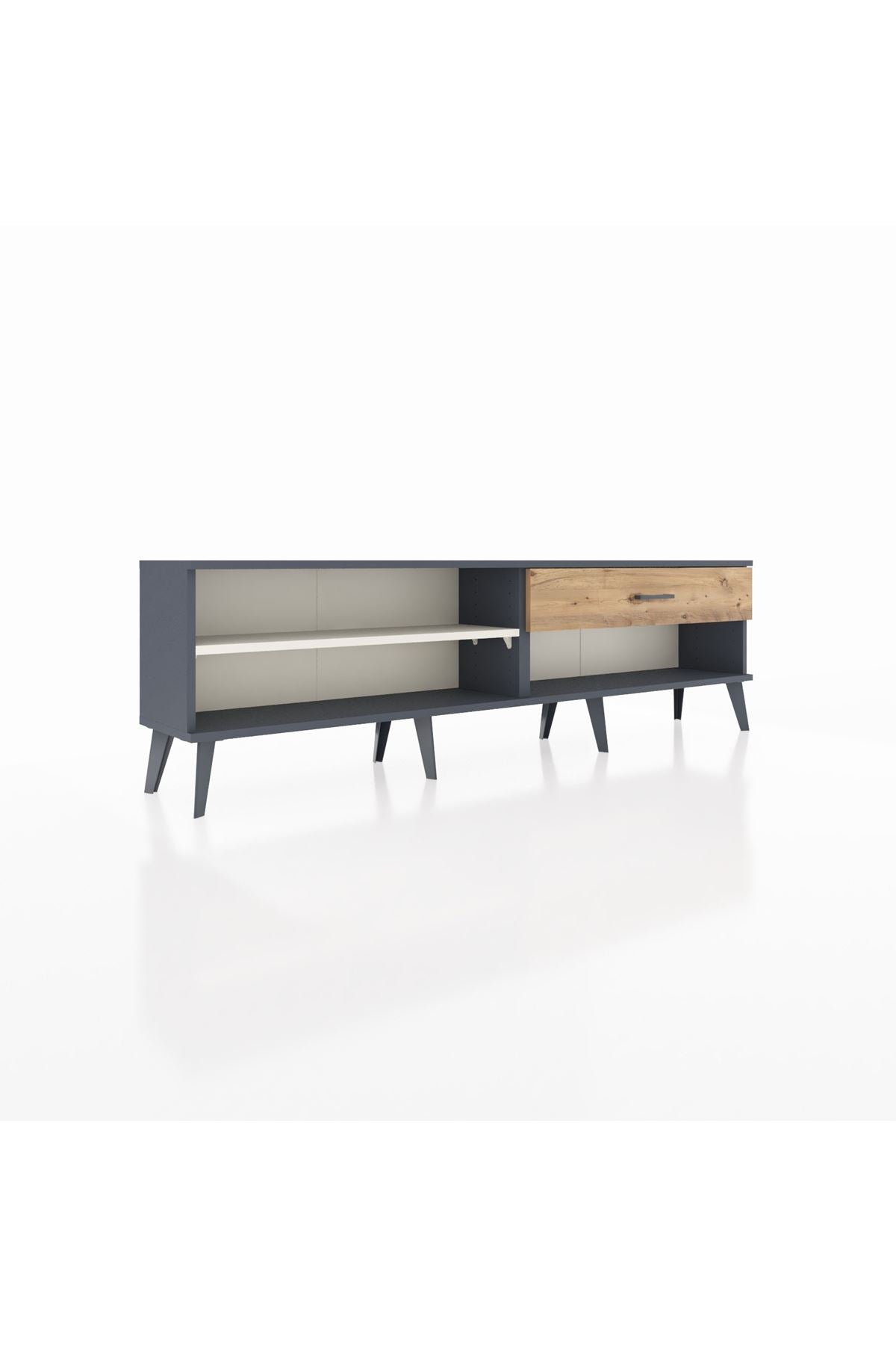 Arges TV Ünitesi Tek Raflı Tek Çekmeceli  176x30x51 Antrasit-Aytaşı/Çam