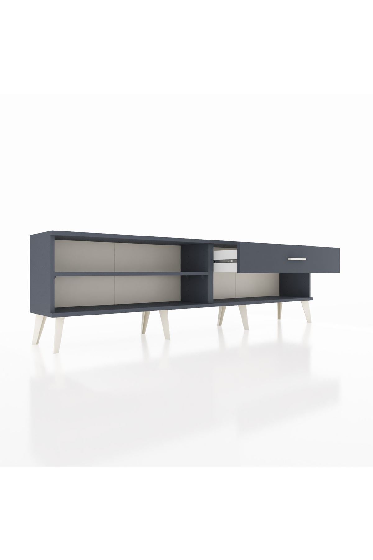 Arges TV Ünitesi Tek Raflı Tek Çekmeceli  176x30x51 Antrasit-Antrasit/Antrasit