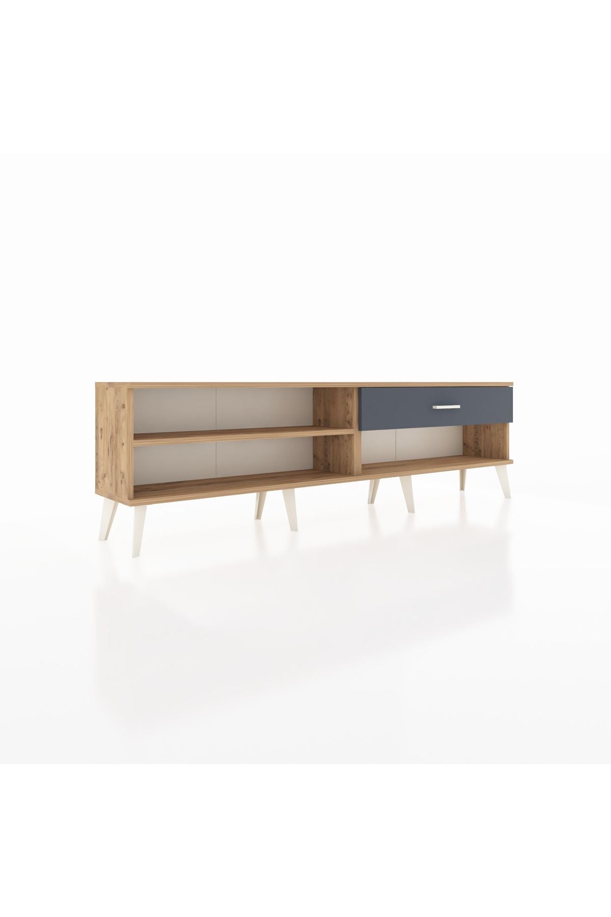 Arges TV Ünitesi Tek Raflı Tek Çekmeceli  176x30x51 Çam-Çam/Antrasit