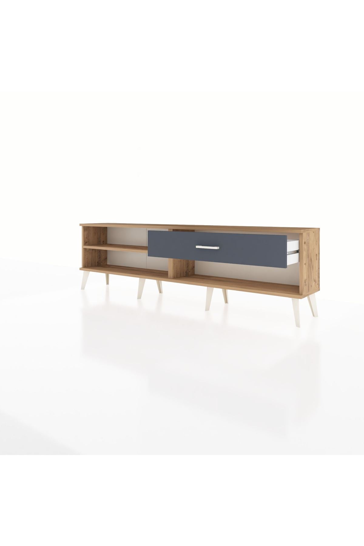 Arges TV Ünitesi Tek Raflı Tek Çekmeceli  176x30x51 Çam-Çam/Antrasit