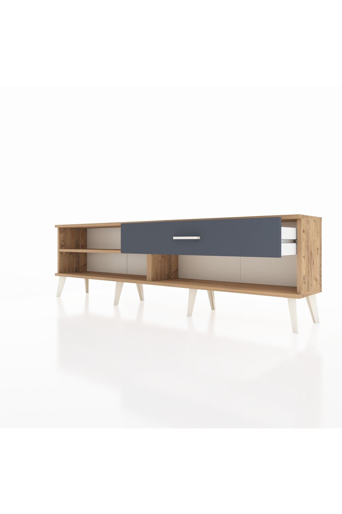 Arges TV Ünitesi Tek Raflı Tek Çekmeceli  176x30x51 Çam-Çam/Antrasit