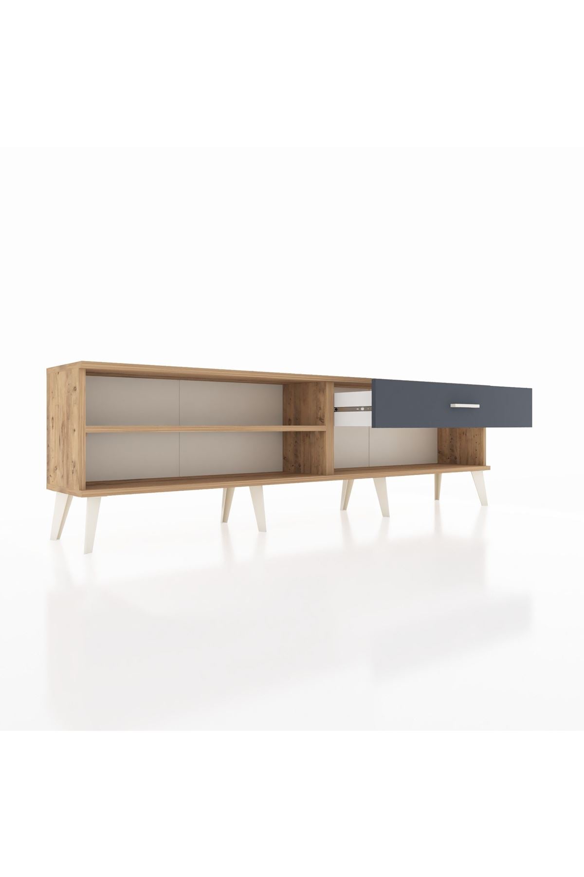 Arges TV Ünitesi Tek Raflı Tek Çekmeceli  176x30x51 Çam-Çam/Antrasit