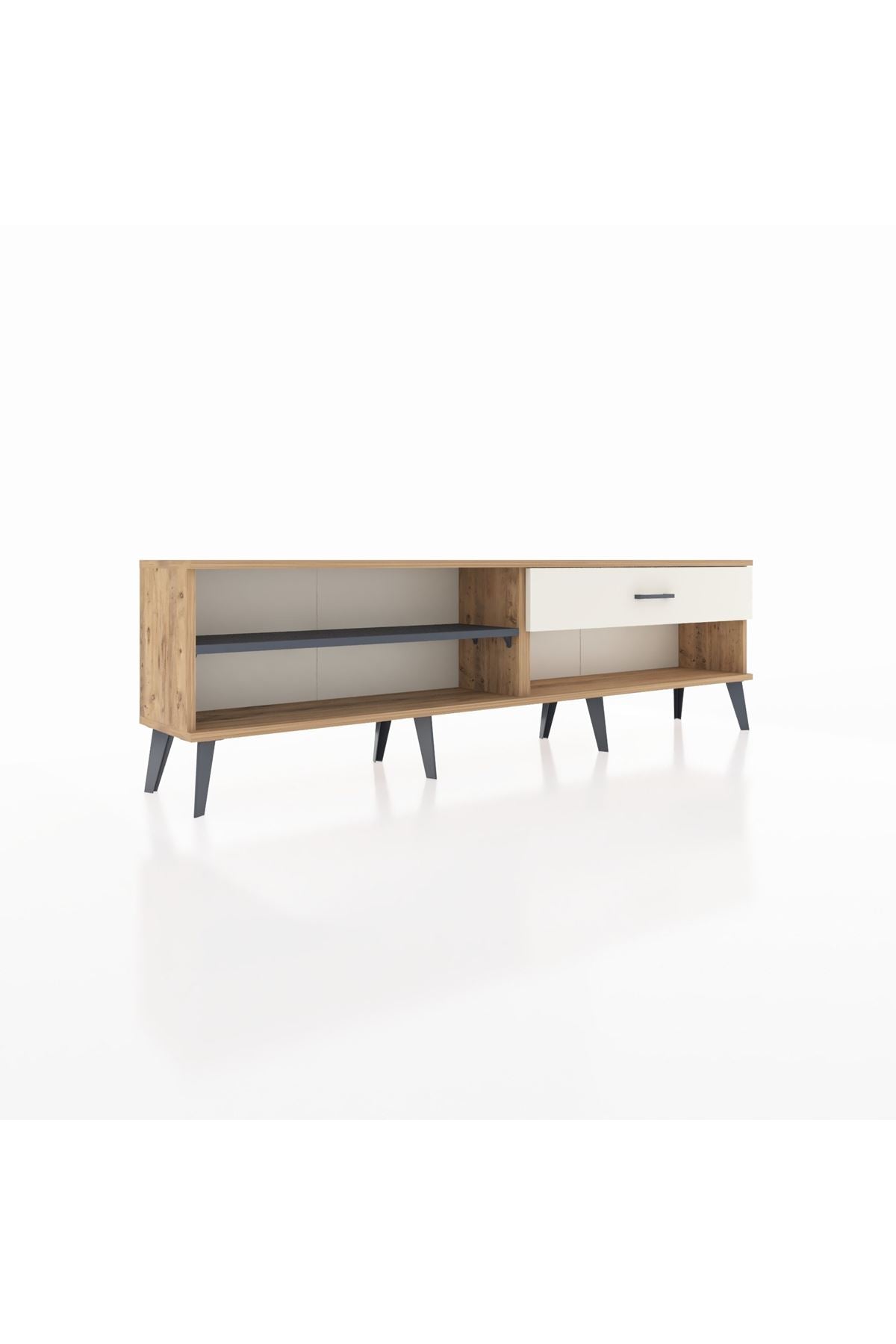 Arges TV Ünitesi Tek Raflı Tek Çekmeceli  176x30x51 Çam-Antrasit/Aytaşı