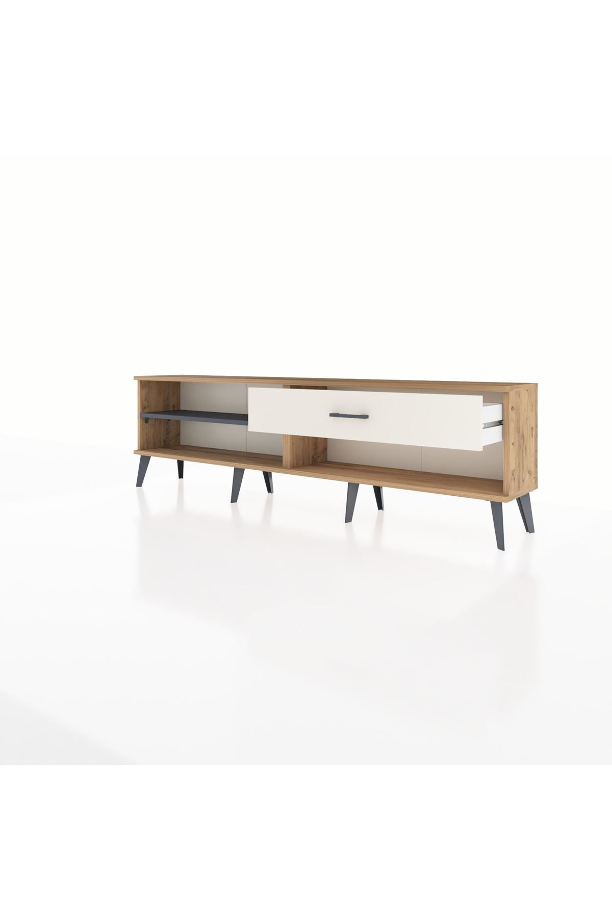 Arges TV Ünitesi Tek Raflı Tek Çekmeceli  176x30x51 Çam-Antrasit/Aytaşı