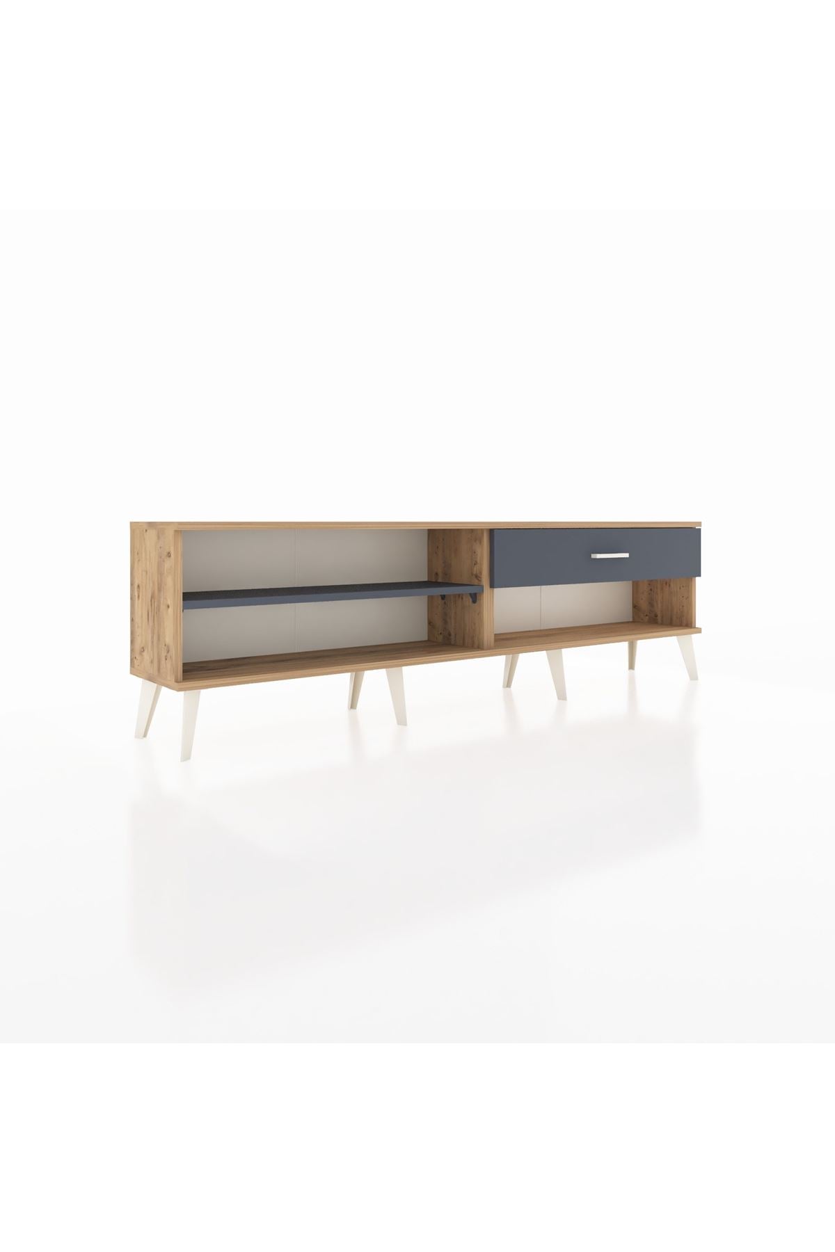 Arges TV Ünitesi Tek Raflı Tek Çekmeceli  176x30x51 Çam-Antrasit/Antrasit