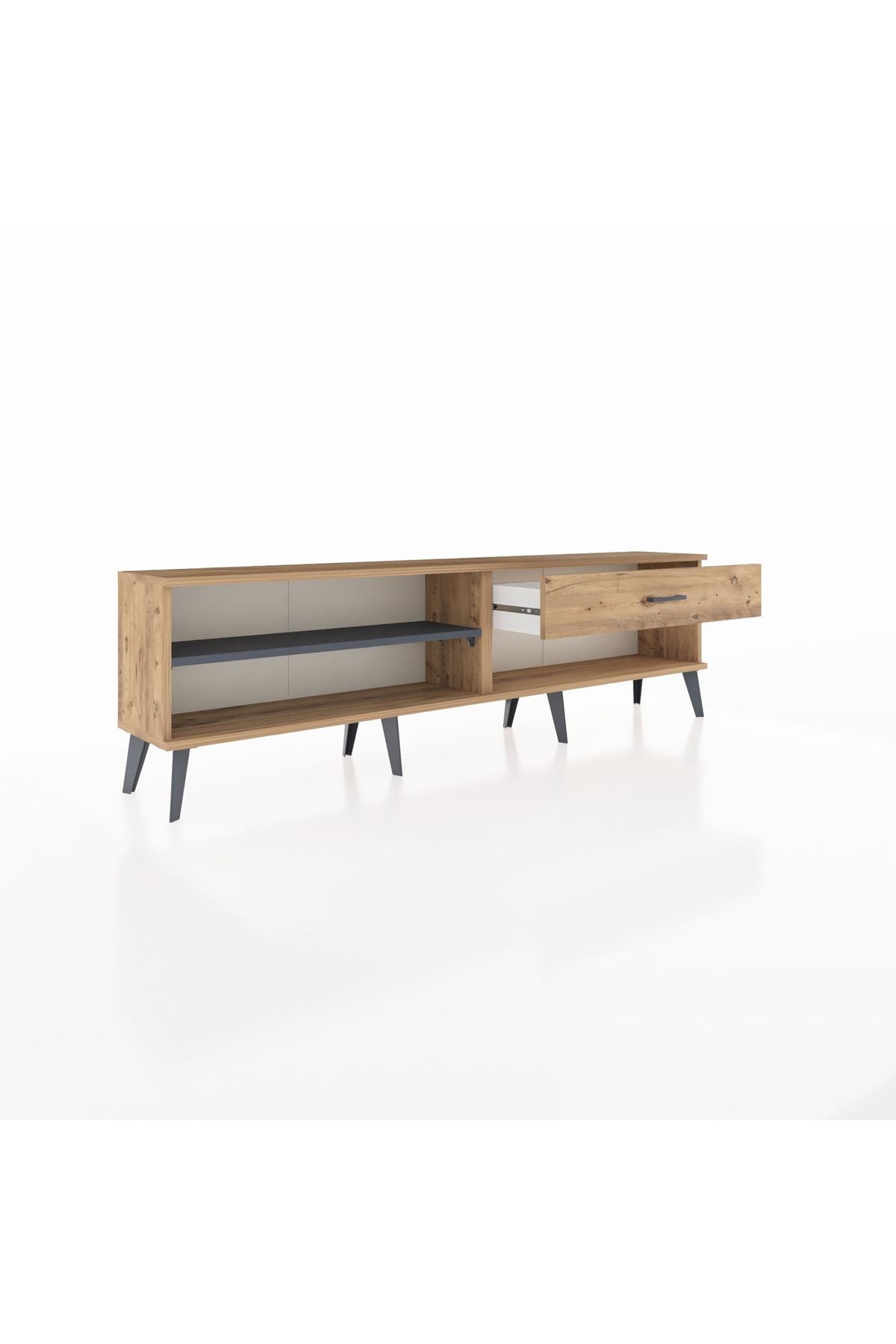 Arges TV Ünitesi Tek Raflı Tek Çekmeceli  176x30x51 Çam-Antrasit/Çam