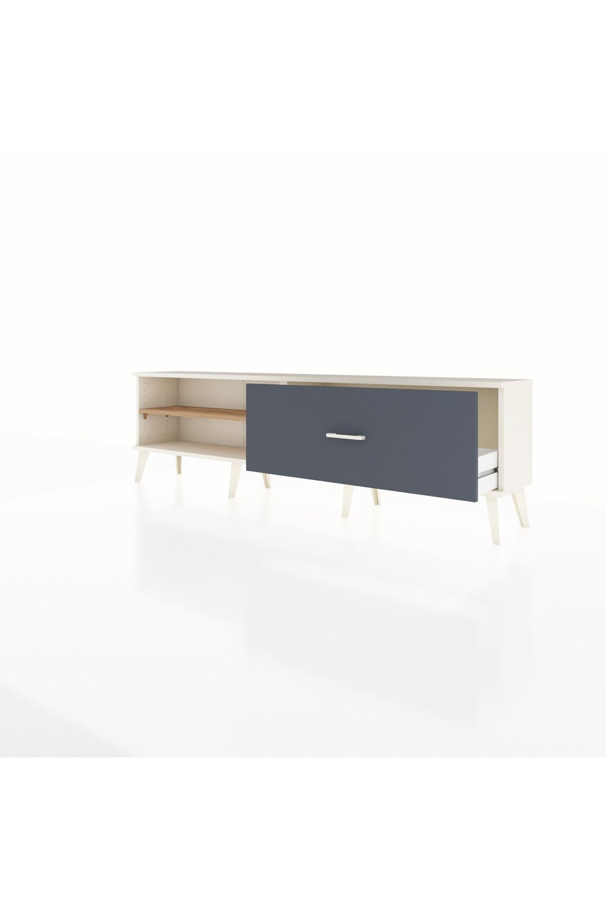 Arges TV Ünitesi Tek Raflı Tek Çekmeceli  176x30x51 Aytaşı-Çam/Antrasit