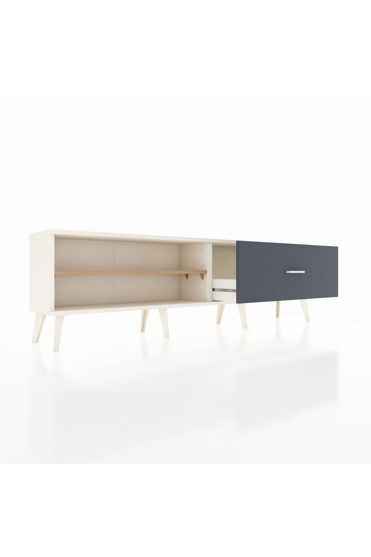 Arges TV Ünitesi Tek Raflı Tek Çekmeceli  176x30x51 Aytaşı-Çam/Antrasit