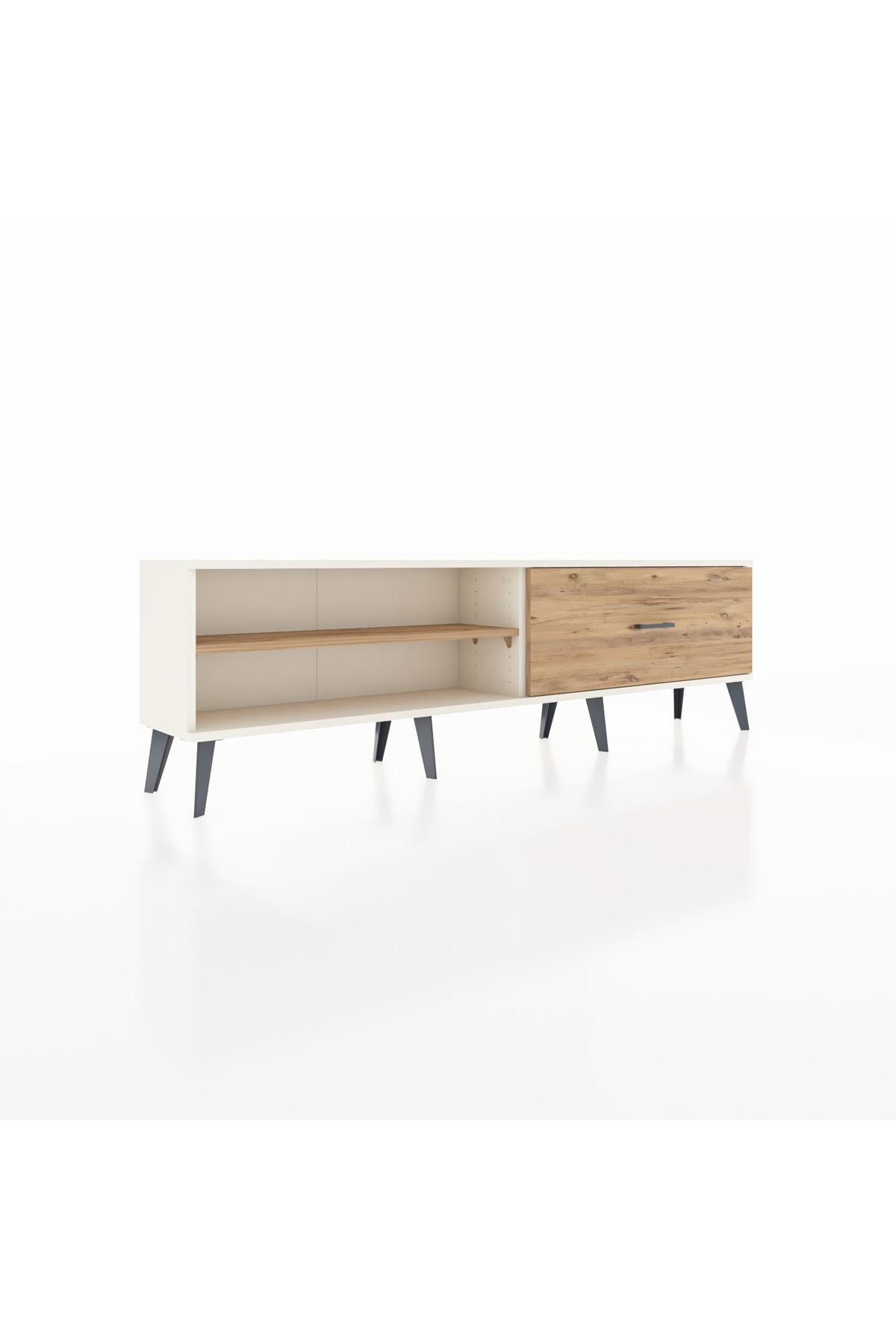 Arges TV Ünitesi Tek Raflı Tek Çekmeceli  176x30x51 Aytaşı-Çam/Çam