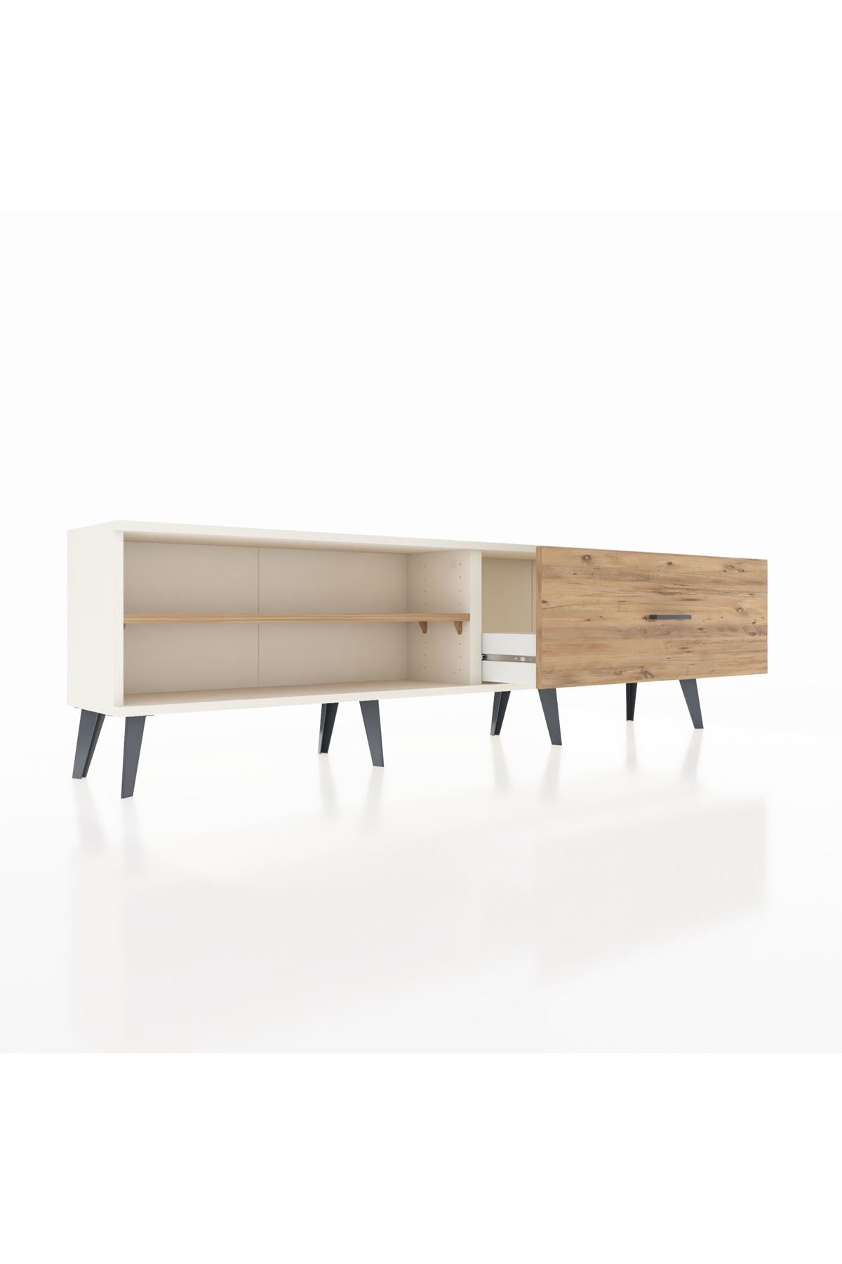 Arges TV Ünitesi Tek Raflı Tek Çekmeceli  176x30x51 Aytaşı-Çam/Çam