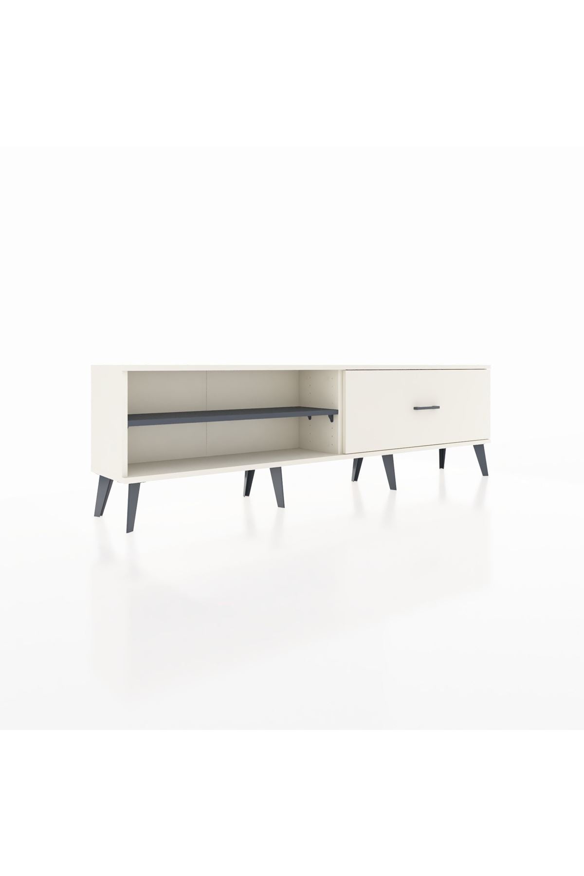 Arges TV Ünitesi Tek Raflı Tek Çekmeceli  176x30x51 Aytaşı-Antrasit/Aytaşı