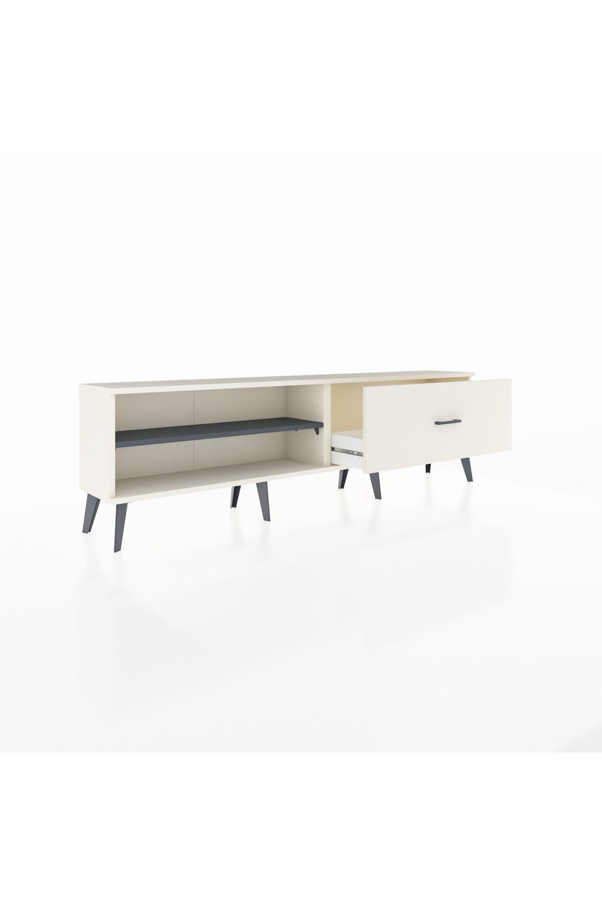 Arges TV Ünitesi Tek Raflı Tek Çekmeceli  176x30x51 Aytaşı-Antrasit/Aytaşı