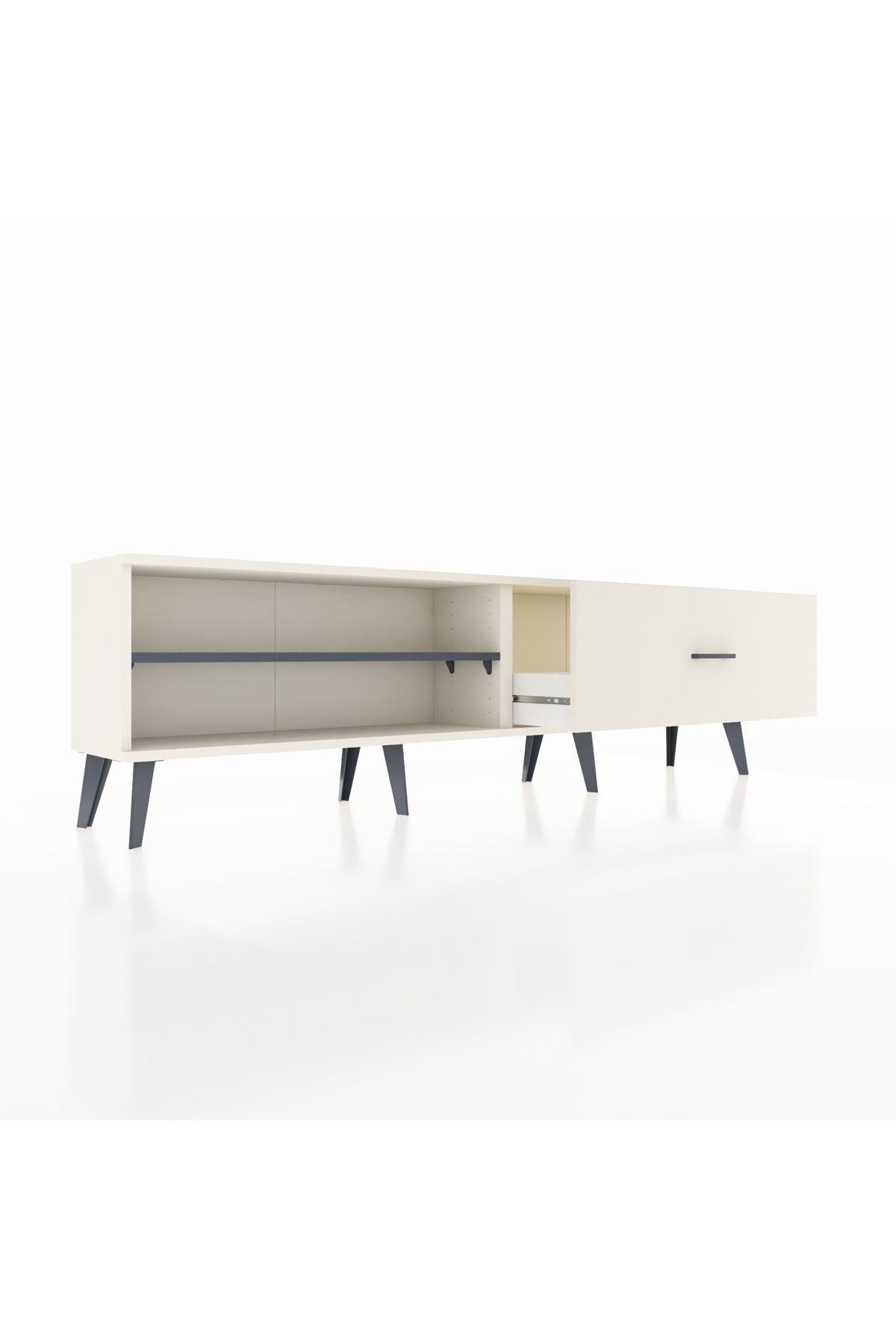 Arges TV Ünitesi Tek Raflı Tek Çekmeceli  176x30x51 Aytaşı-Antrasit/Aytaşı