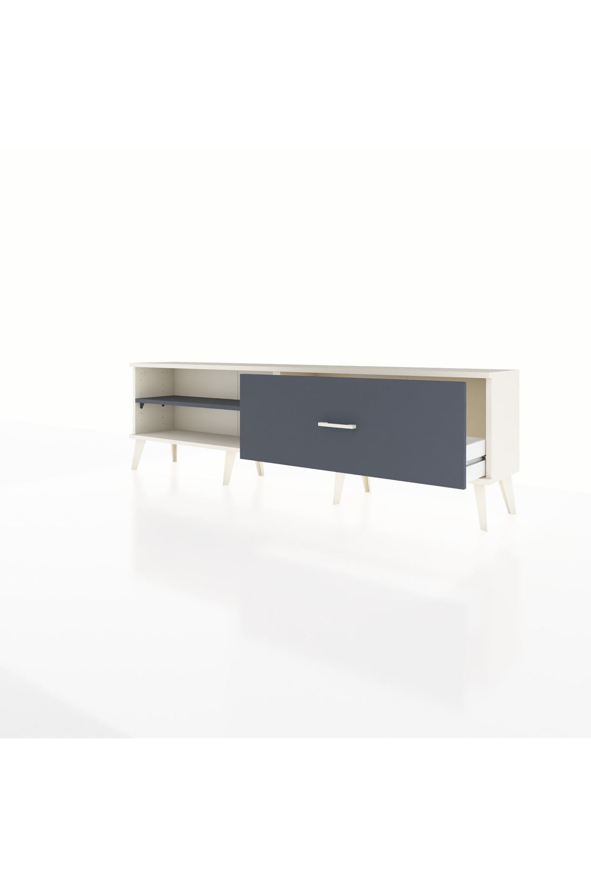 Arges TV Ünitesi Tek Raflı Tek Çekmeceli  176x30x51 Aytaşı-Antrasit/Antrasit