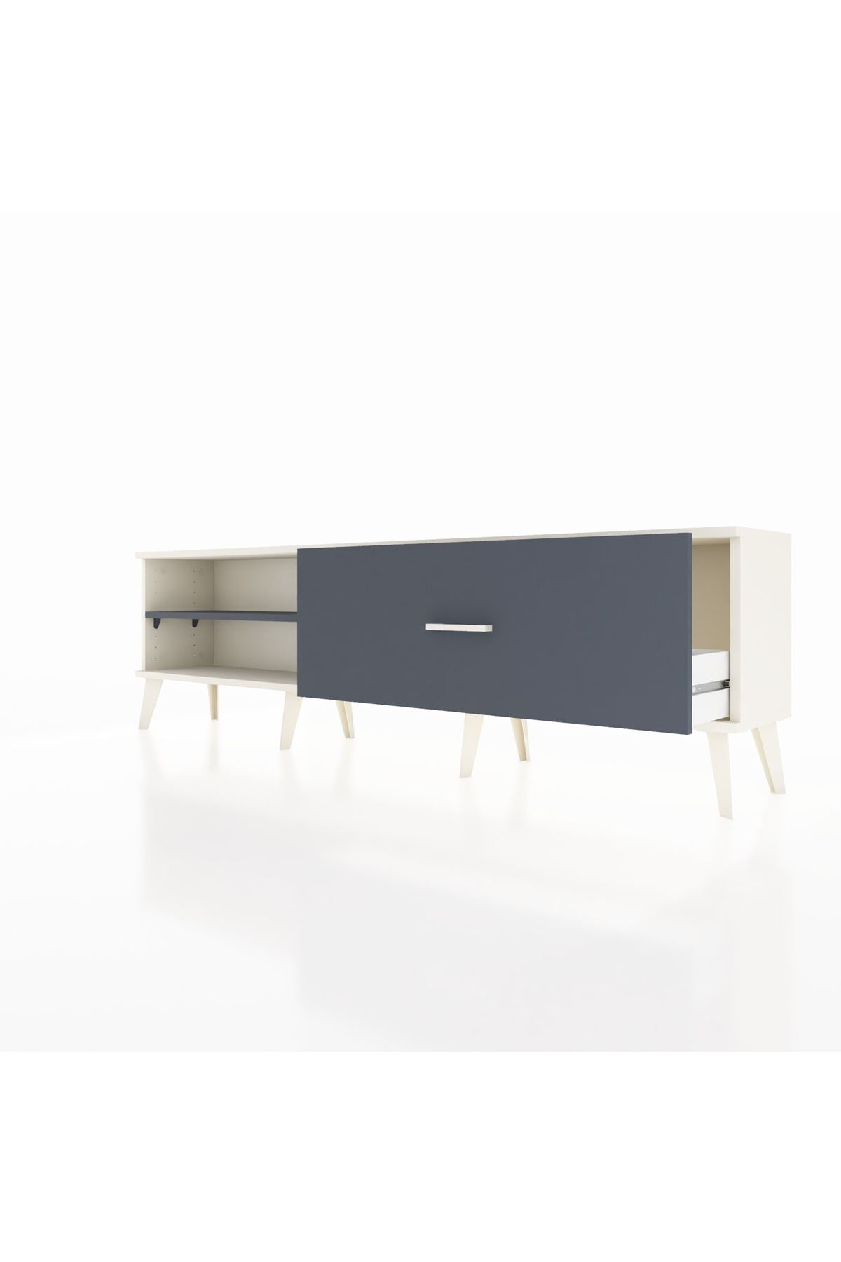 Arges TV Ünitesi Tek Raflı Tek Çekmeceli  176x30x51 Aytaşı-Antrasit/Antrasit