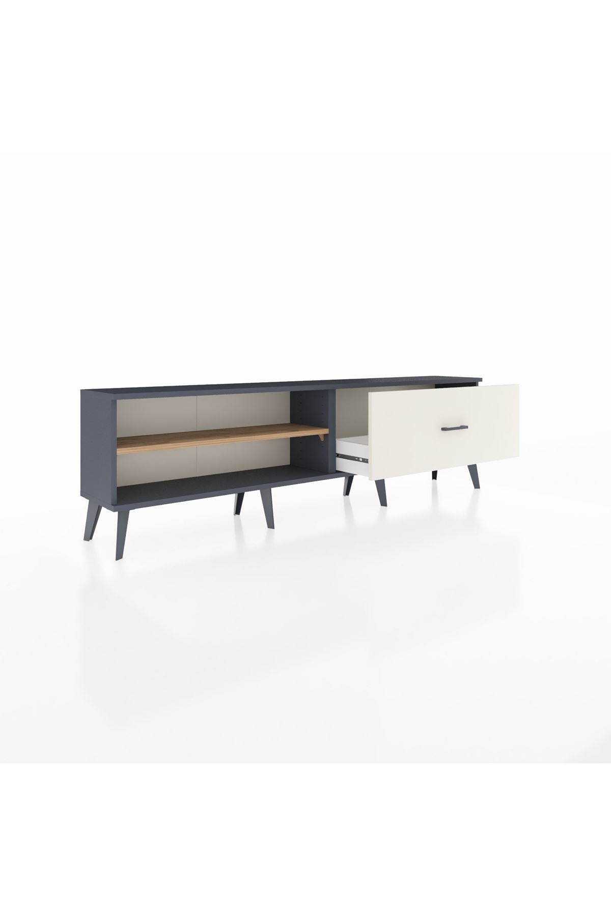 Arges TV Ünitesi Tek Raflı Tek Çekmeceli  176x30x51 Antrasit-Çam/Aytaşı