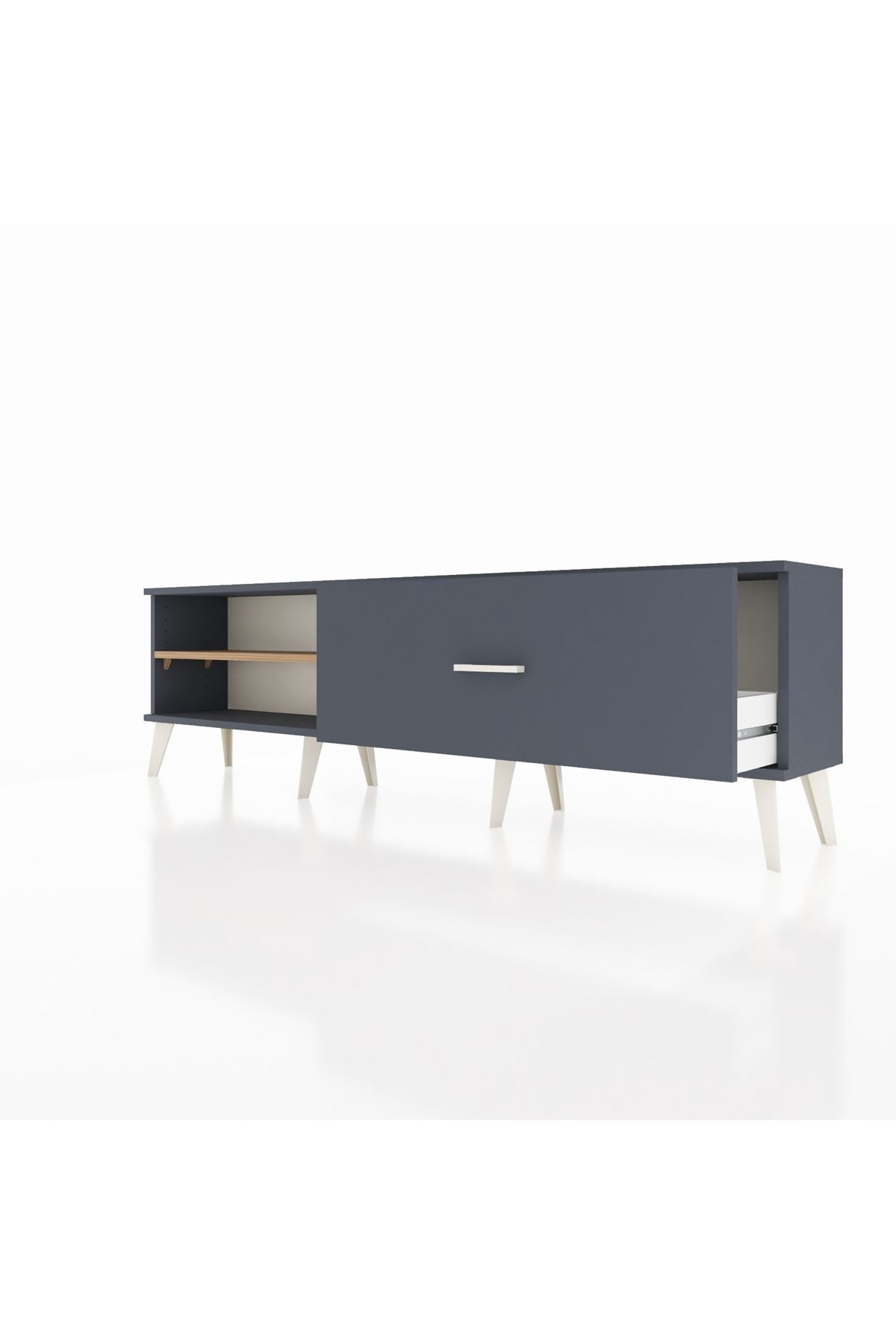 Arges TV Ünitesi Tek Raflı Tek Çekmeceli  176x30x51 Antrasit-Çam/Antrasit