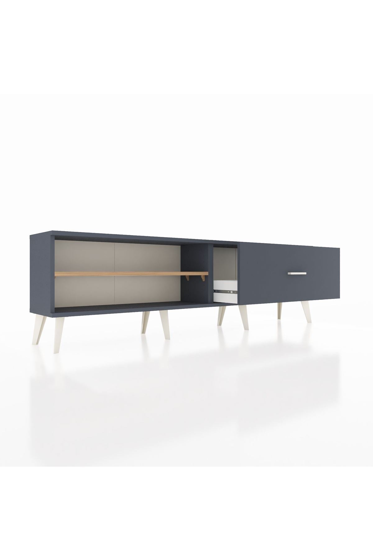 Arges TV Ünitesi Tek Raflı Tek Çekmeceli  176x30x51 Antrasit-Çam/Antrasit