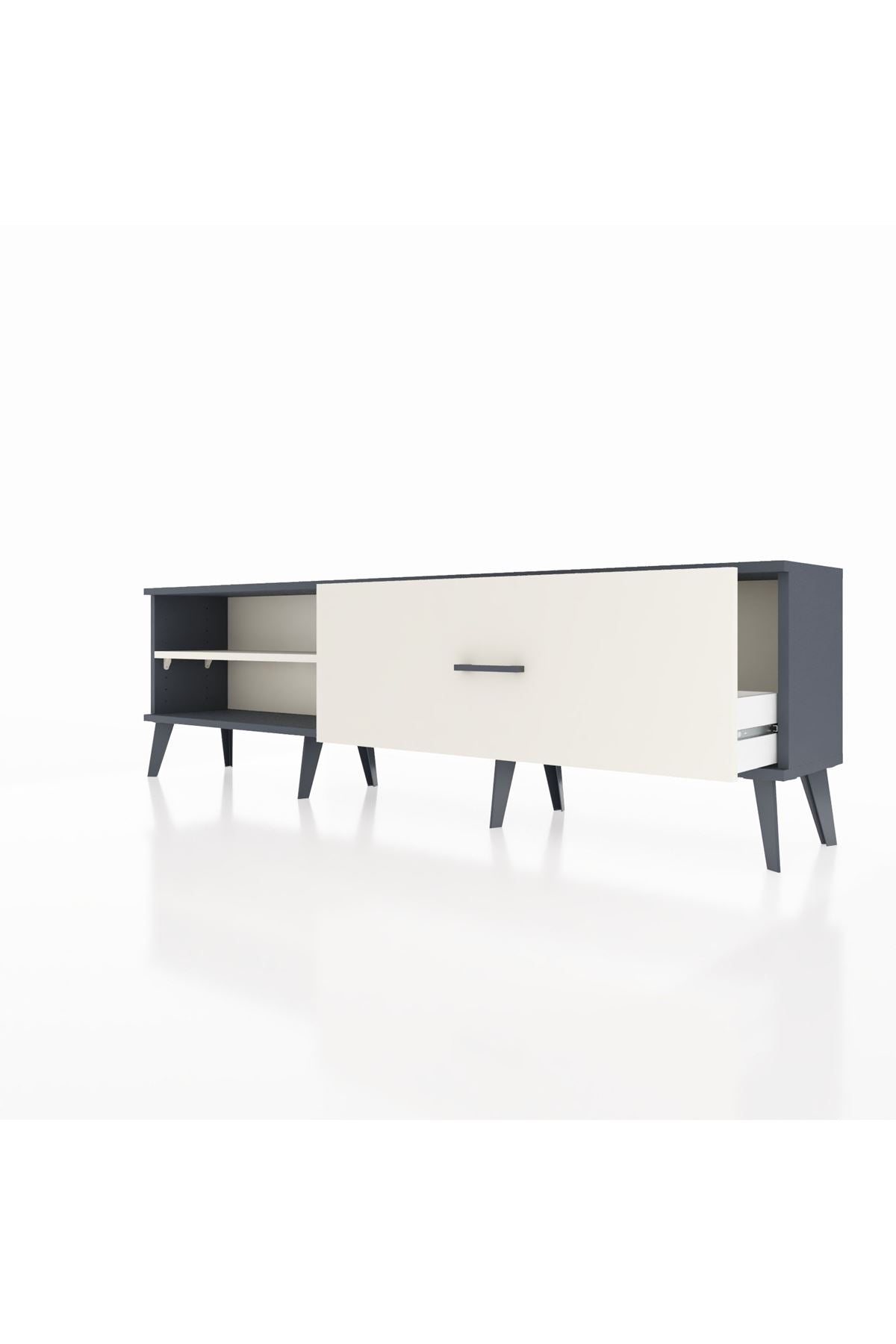 Arges TV Ünitesi Tek Raflı Tek Çekmeceli  176x30x51 Antrasit-Aytaşı/Aytaşı