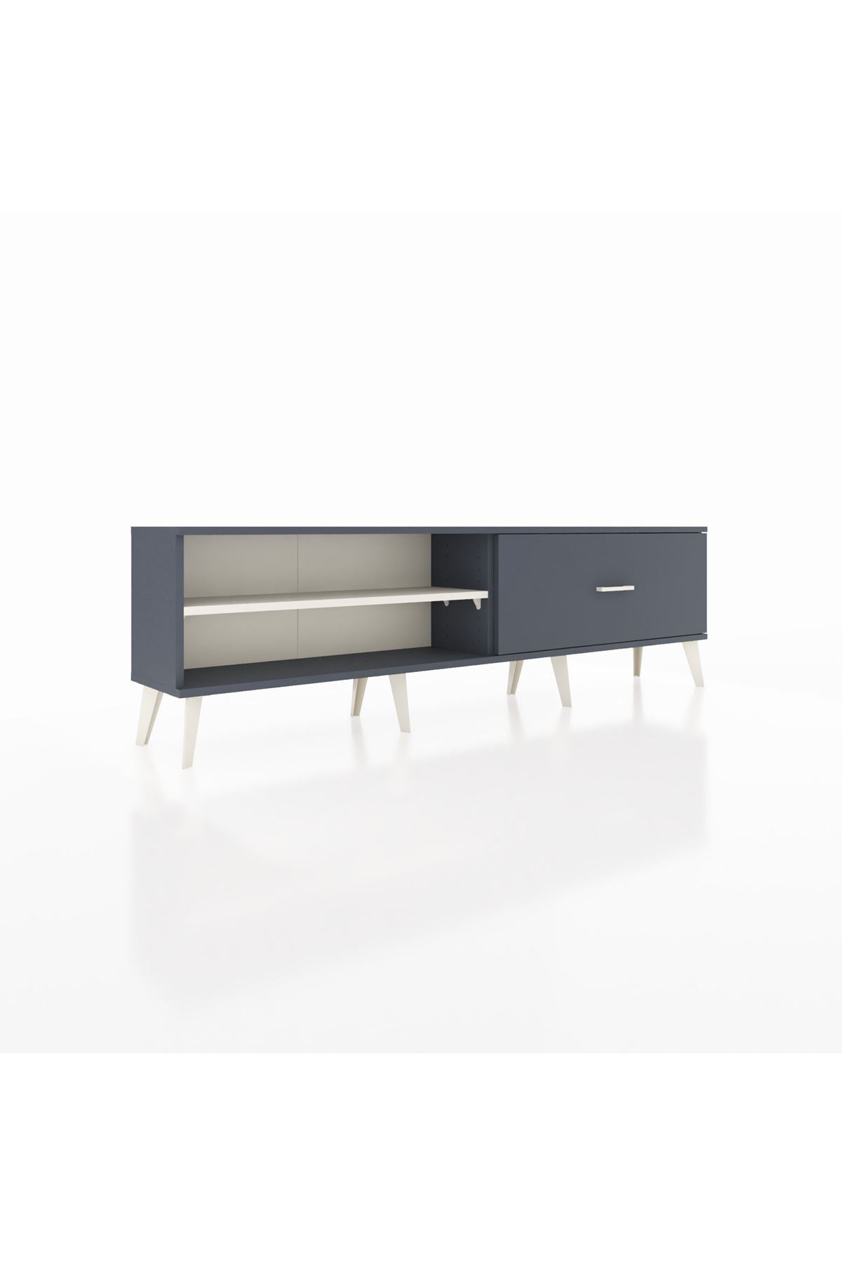 Arges TV Ünitesi Tek Raflı Tek Çekmeceli  176x30x51 Antrasit-Aytaşı/Antrasit