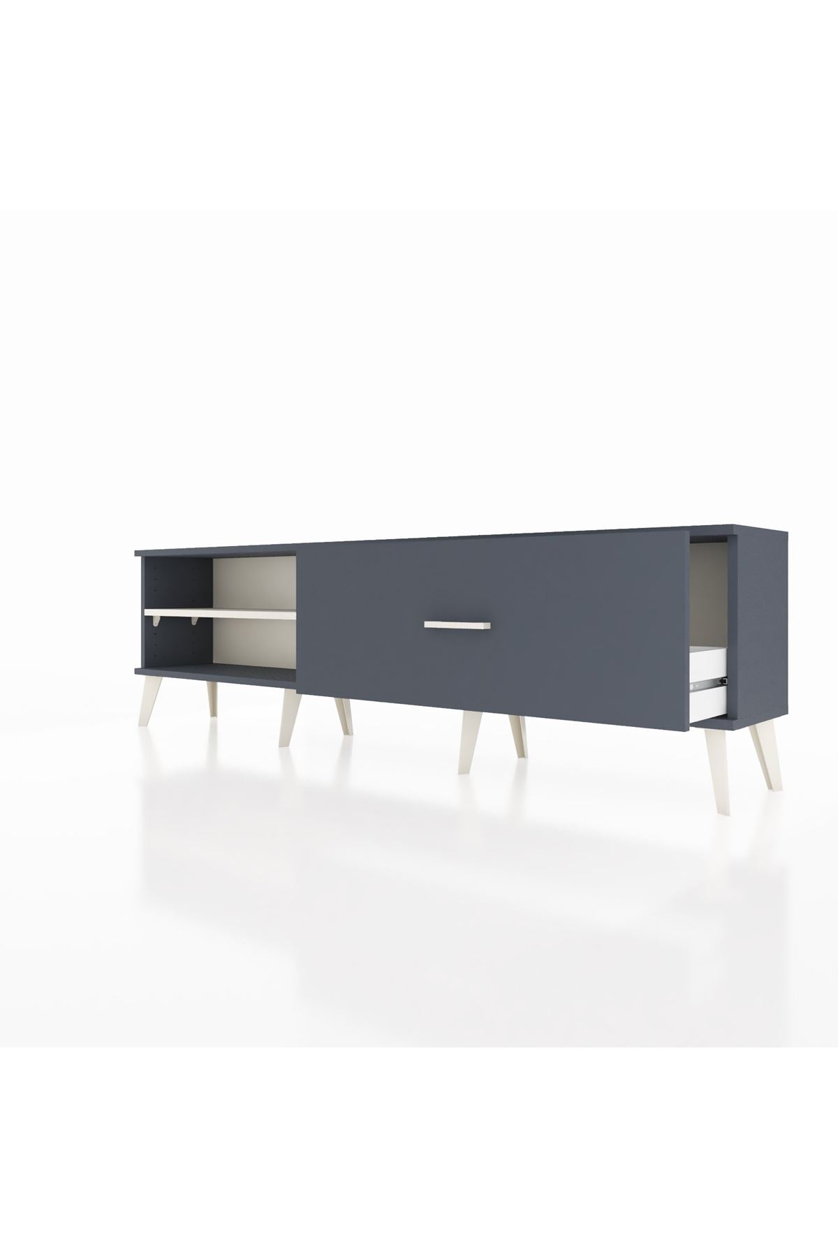 Arges TV Ünitesi Tek Raflı Tek Çekmeceli  176x30x51 Antrasit-Aytaşı/Antrasit