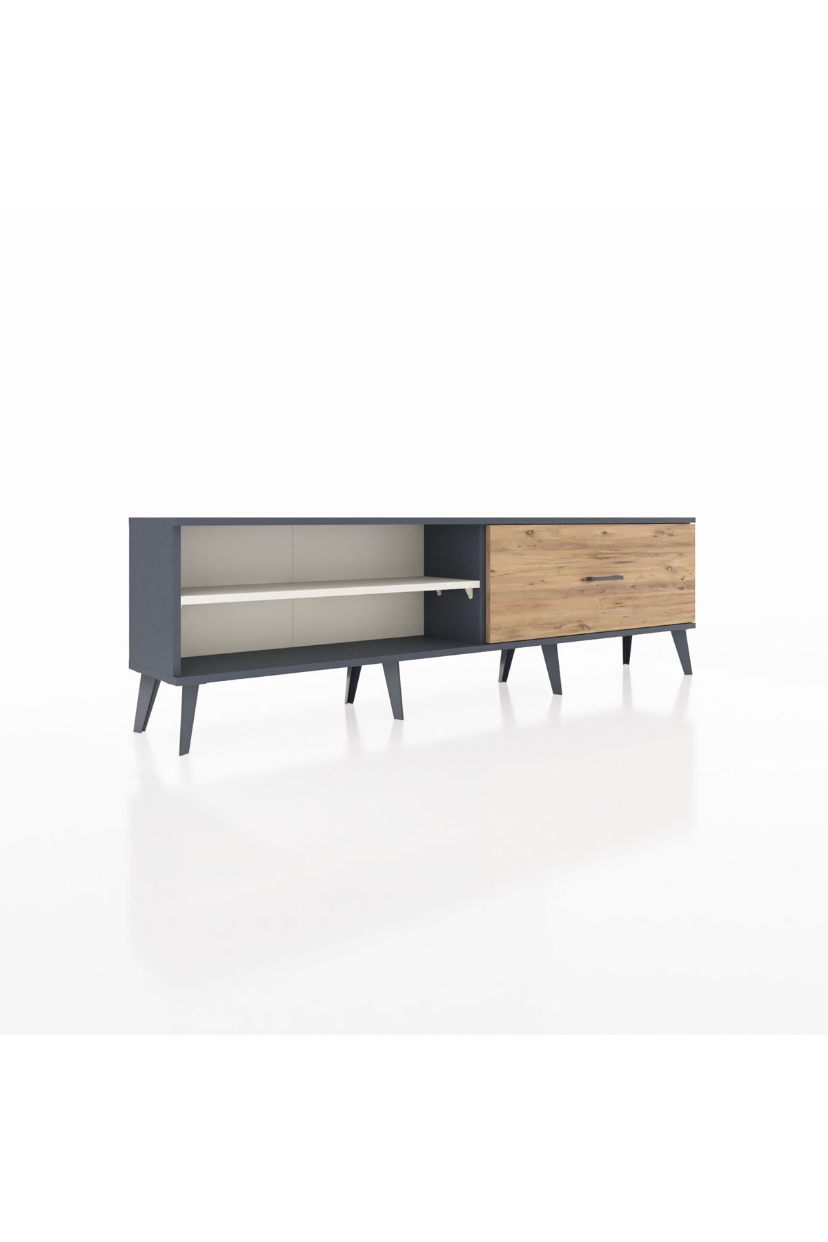 Arges TV Ünitesi Tek Raflı Tek Çekmeceli  176x30x51 Antrasit-Aytaşı/Çam