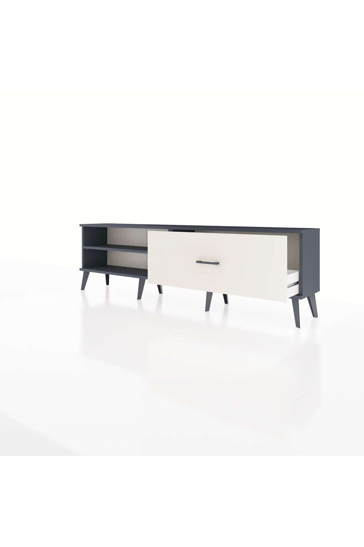 Arges TV Ünitesi Tek Raflı Tek Çekmeceli  176x30x51 Antrasit-Antrasit/Aytaşı