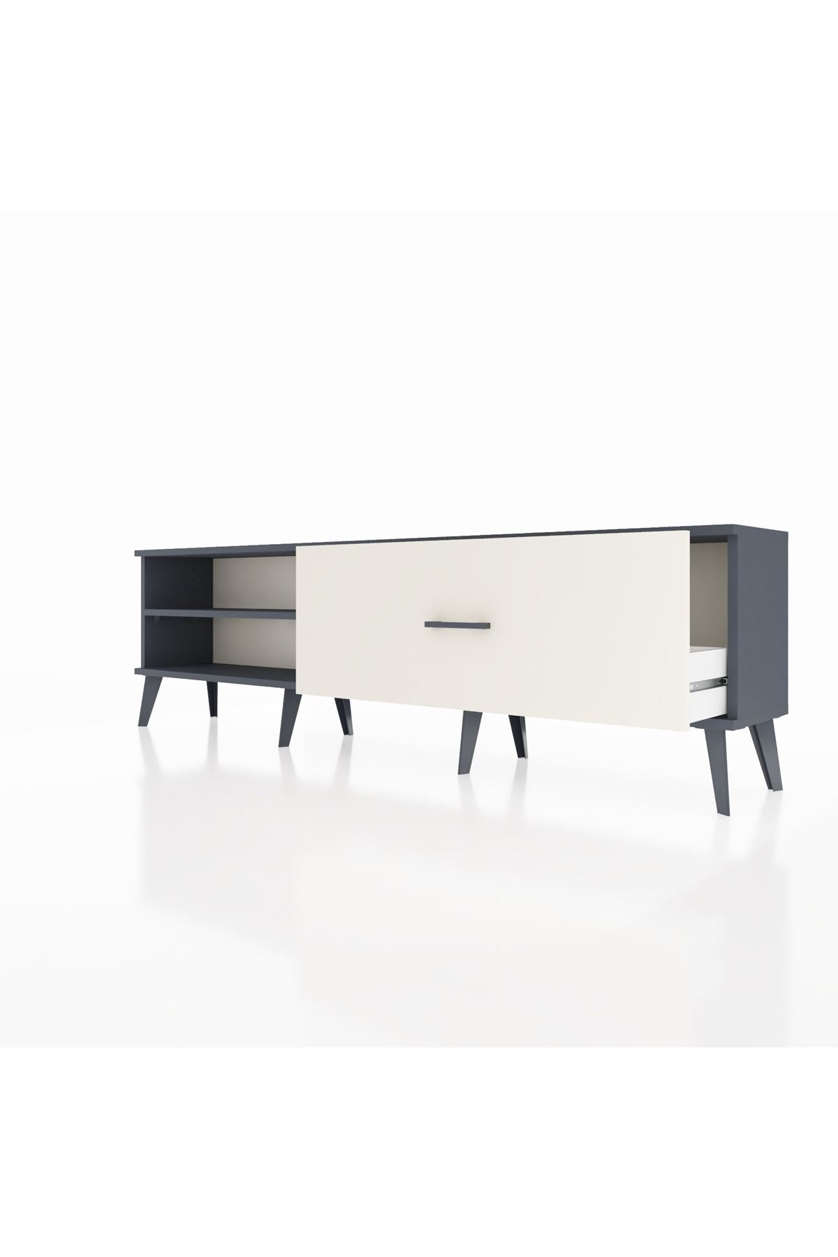 Arges TV Ünitesi Tek Raflı Tek Çekmeceli  176x30x51 Antrasit-Antrasit/Aytaşı