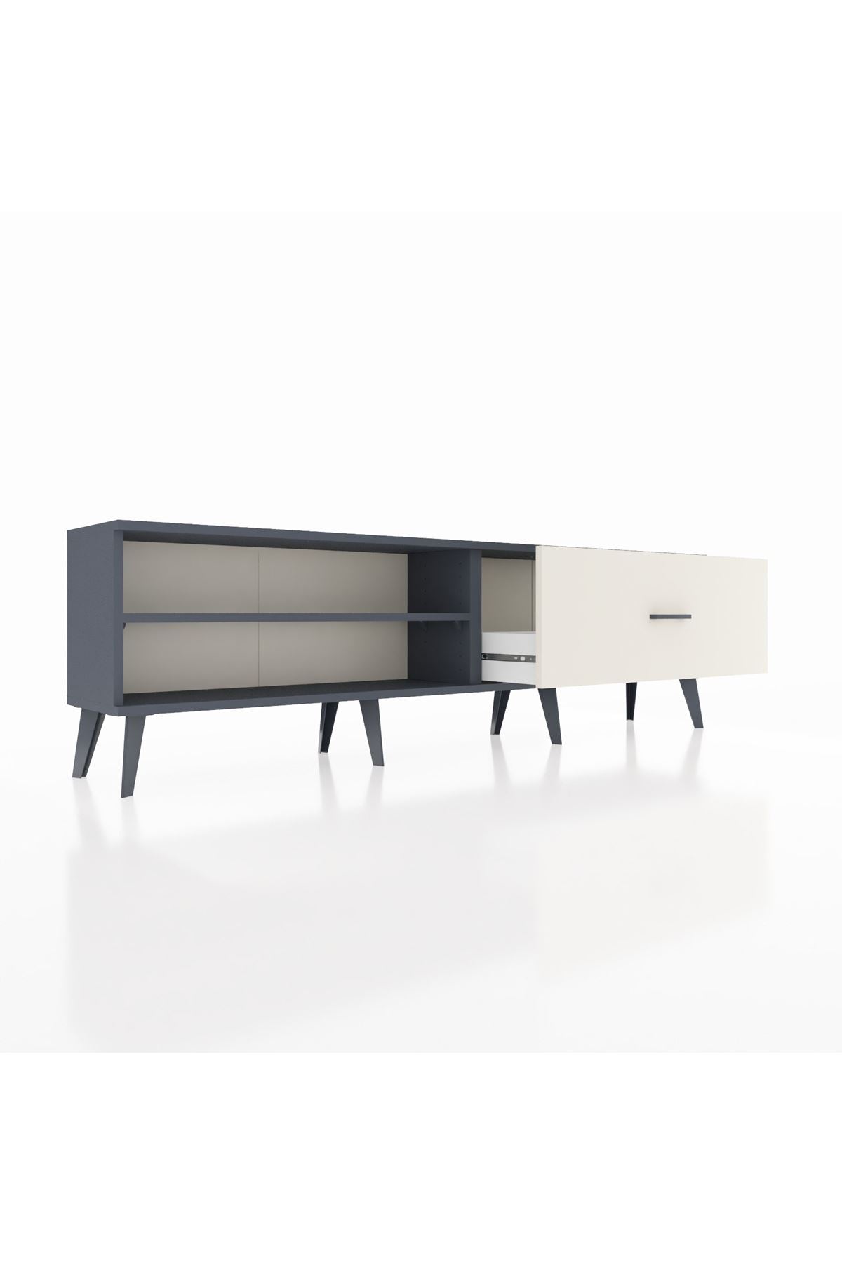 Arges TV Ünitesi Tek Raflı Tek Çekmeceli  176x30x51 Antrasit-Antrasit/Aytaşı