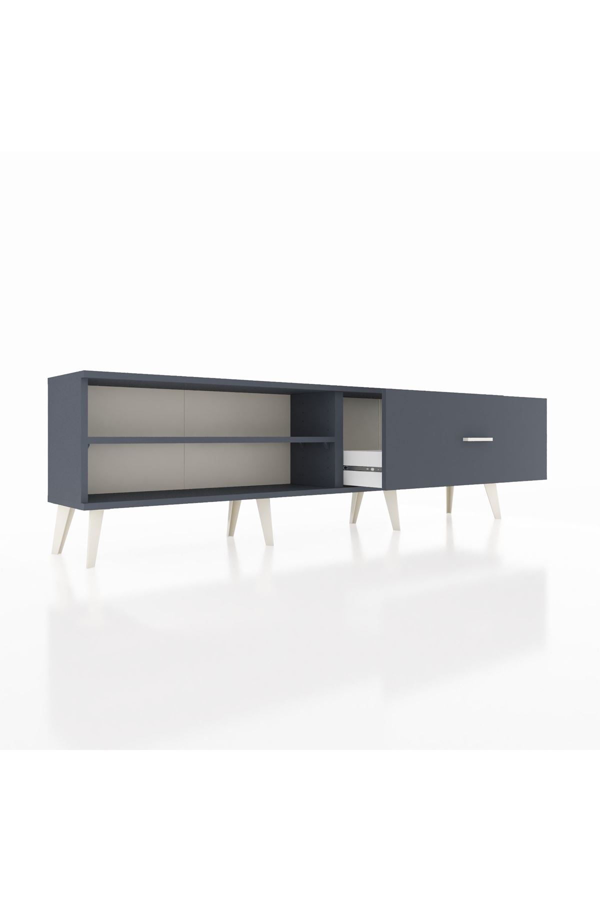 Arges TV Ünitesi Tek Raflı Tek Çekmeceli  176x30x51 Antrasit-Antrasit/Antrasit