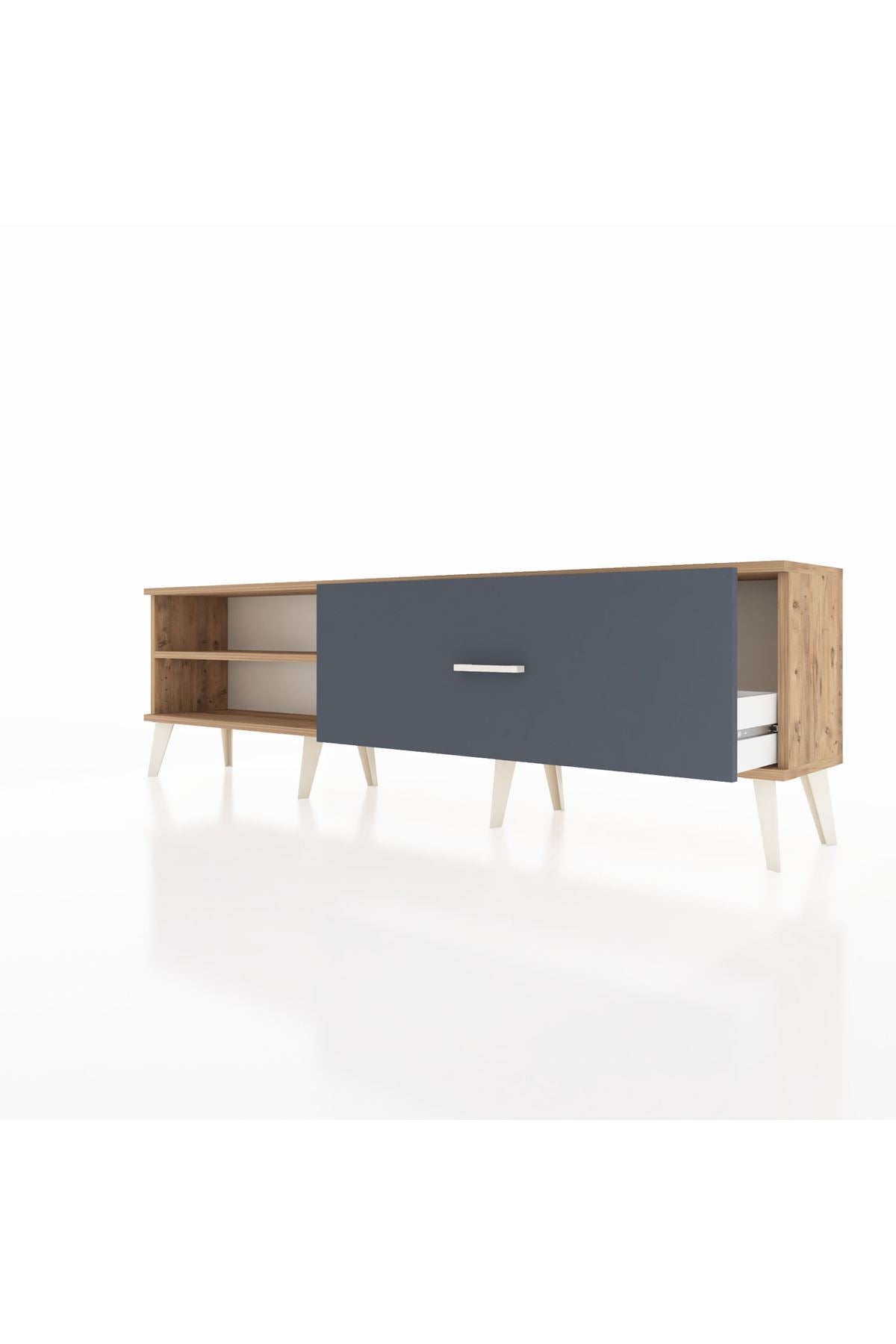 Arges TV Ünitesi Tek Raflı Tek Çekmeceli  176x30x51 Çam-Çam/Antrasit