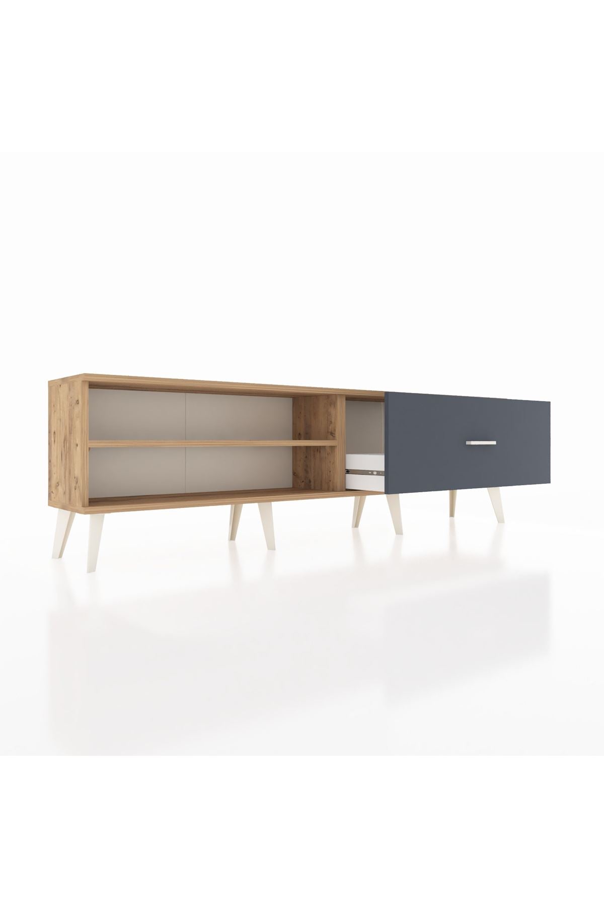 Arges TV Ünitesi Tek Raflı Tek Çekmeceli  176x30x51 Çam-Çam/Antrasit